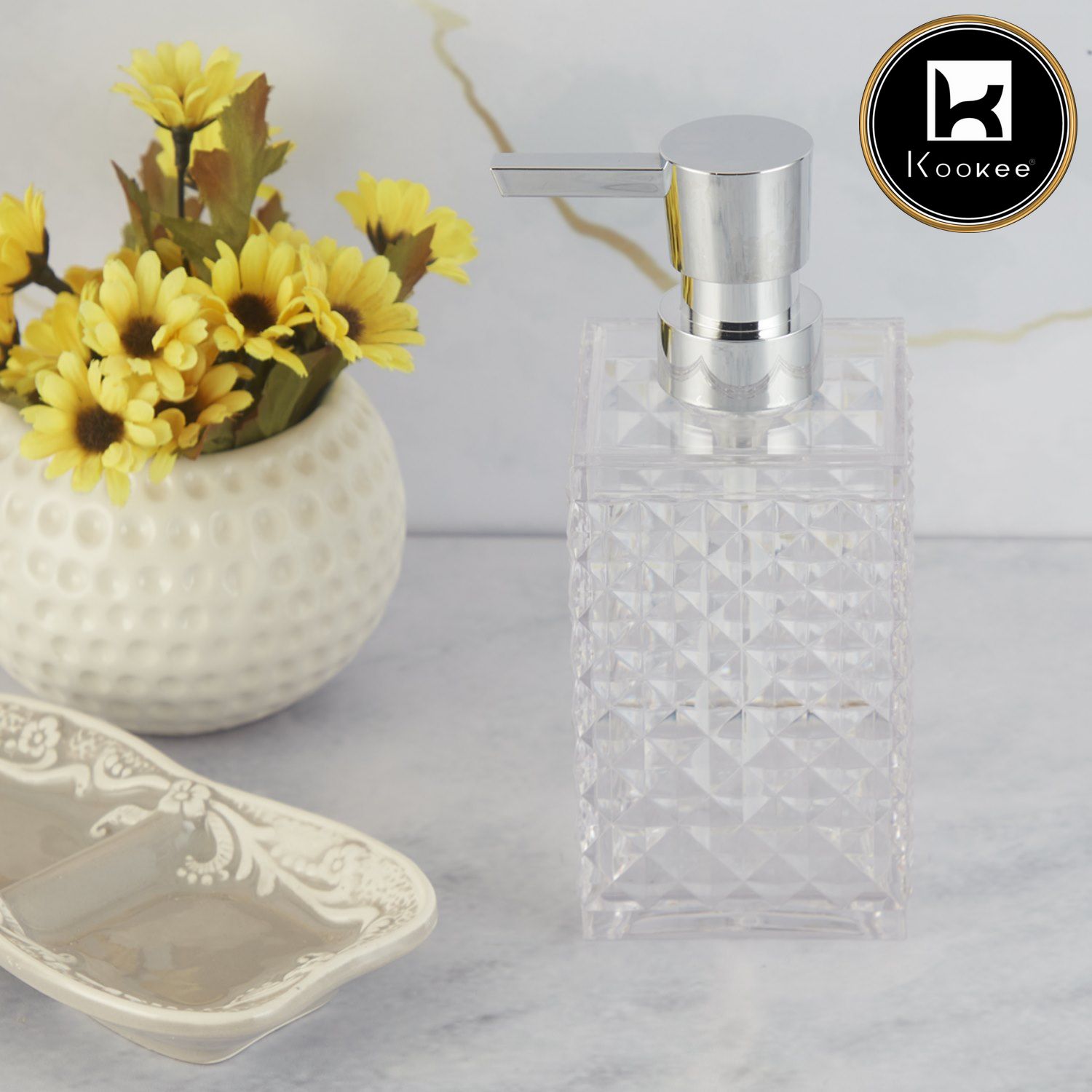 Kookee Acrylic Soap Dispensers, Transparent, ART09994
