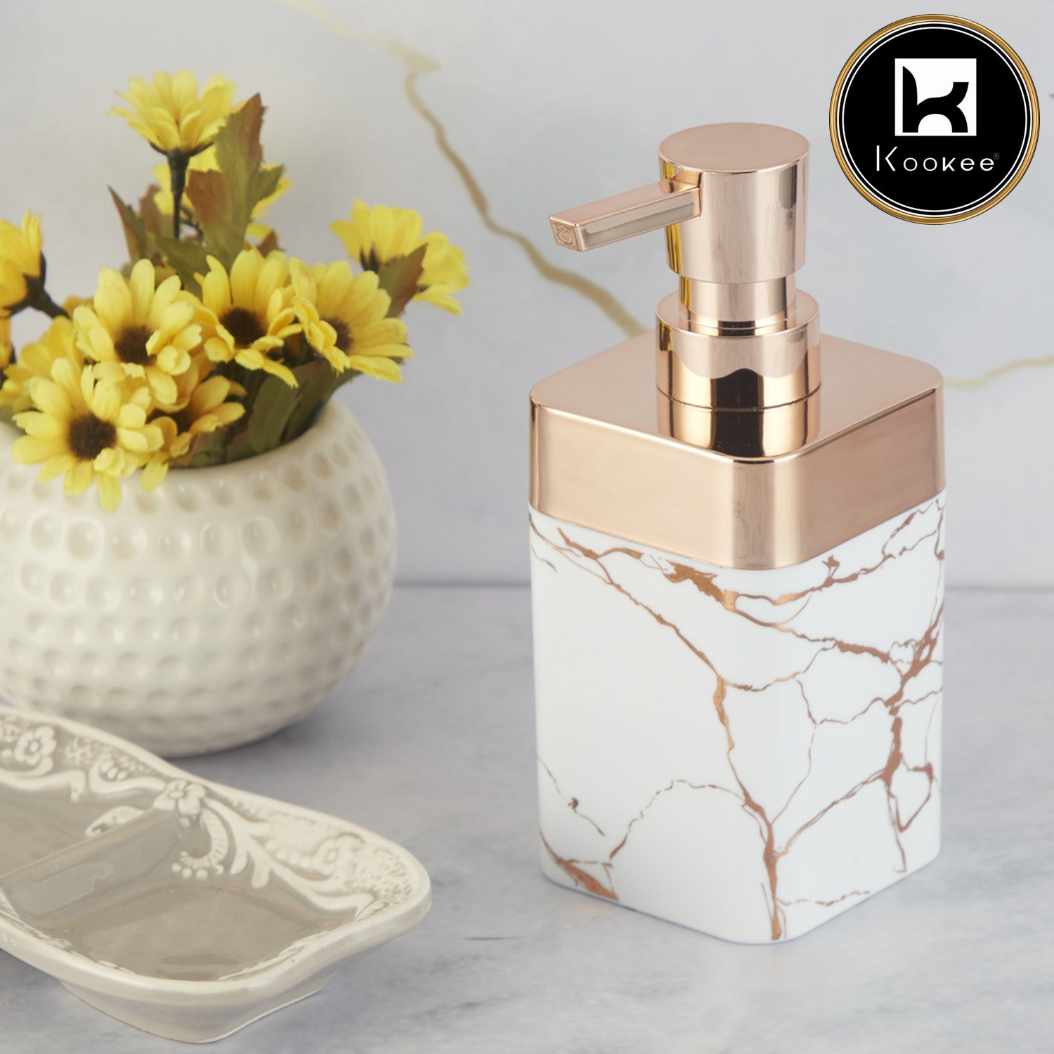 Kookee Acrylic Soap Dispensers, White, ART09995
