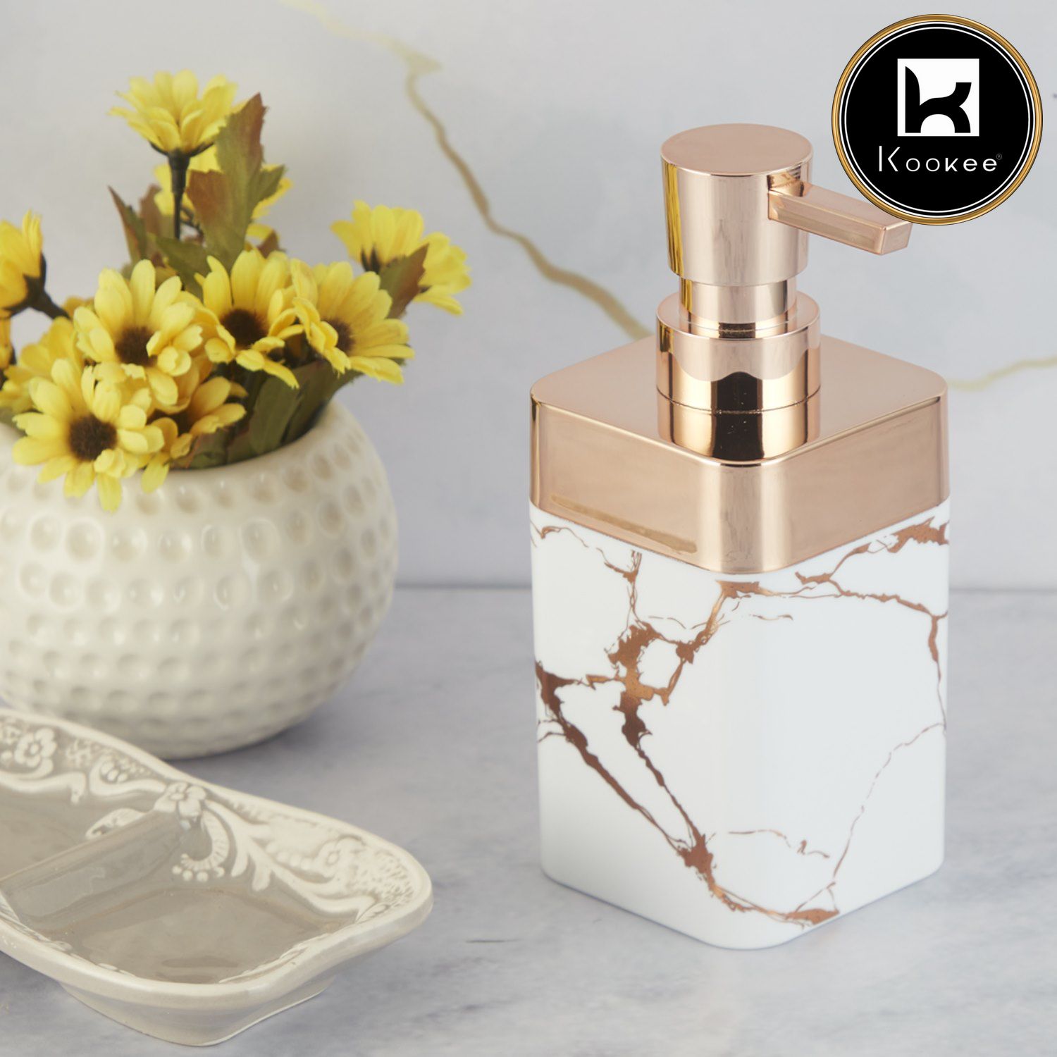 Kookee Acrylic Soap Dispensers, White, ART09995