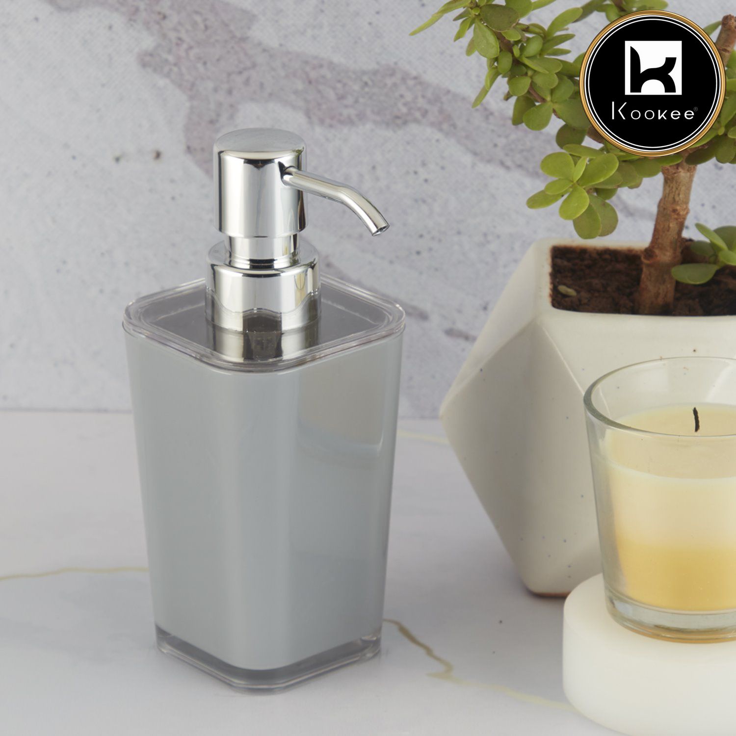 Kookee Acrylic Soap Dispensers, Grey, ART10001