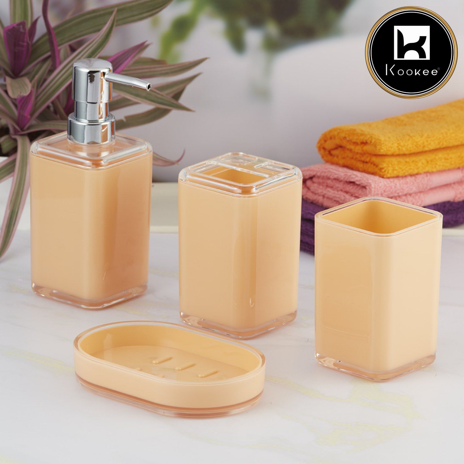 Acrylic Set of 4 Bath Set with Soap Dispenser (V-ABS-004)