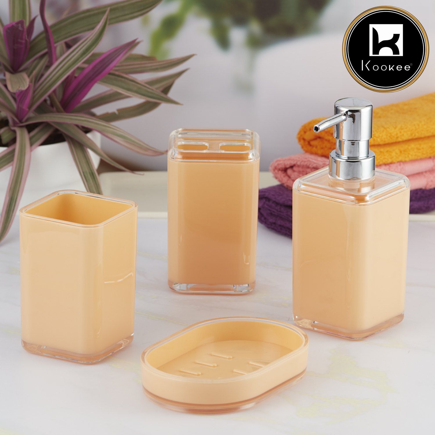 Acrylic Set of 4 Bath Set with Soap Dispenser (V-ABS-004)