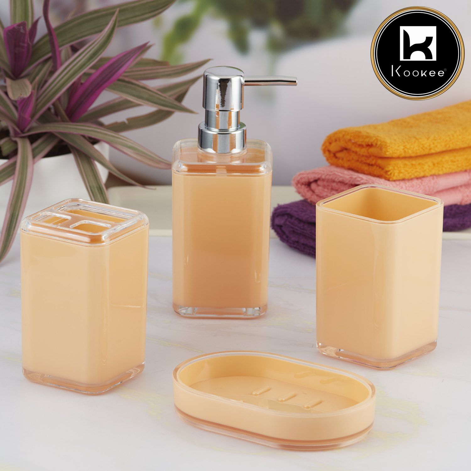 Acrylic Set of 4 Bath Set with Soap Dispenser (V-ABS-004)