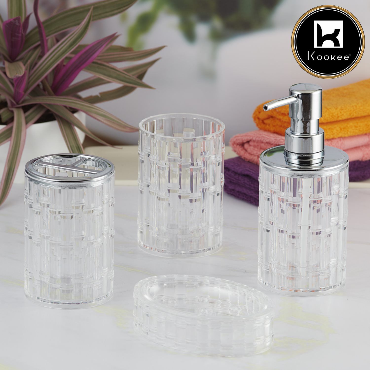 Acrylic Set of 4 Bath Set with Soap Dispenser (V-ABS-004)