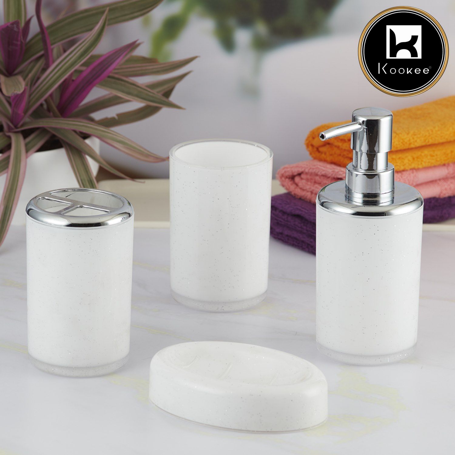 Acrylic Set of 4 Bath Set with Soap Dispenser (10050)