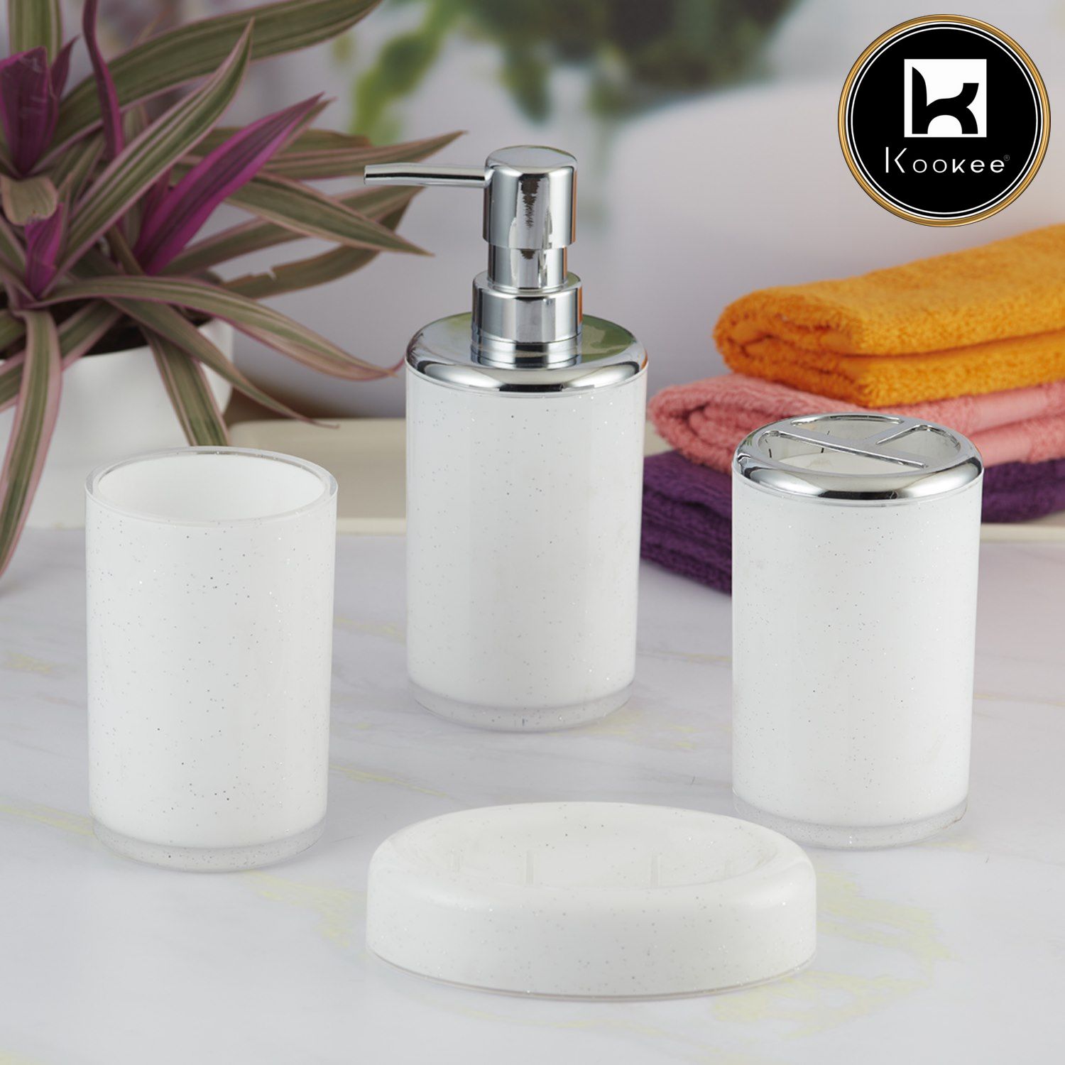 Acrylic Set of 4 Bath Set with Soap Dispenser (10050)