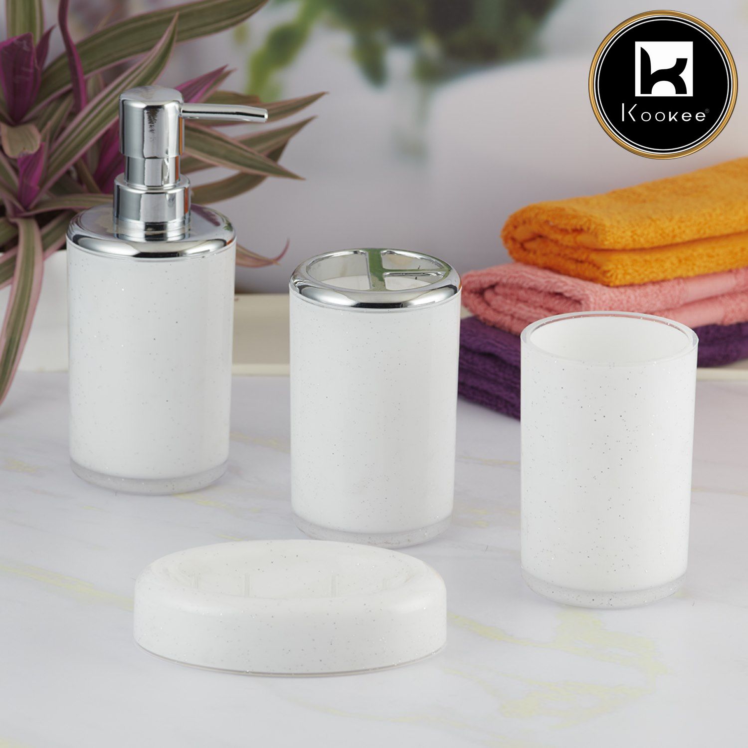 Acrylic Set of 4 Bath Set with Soap Dispenser (10050)