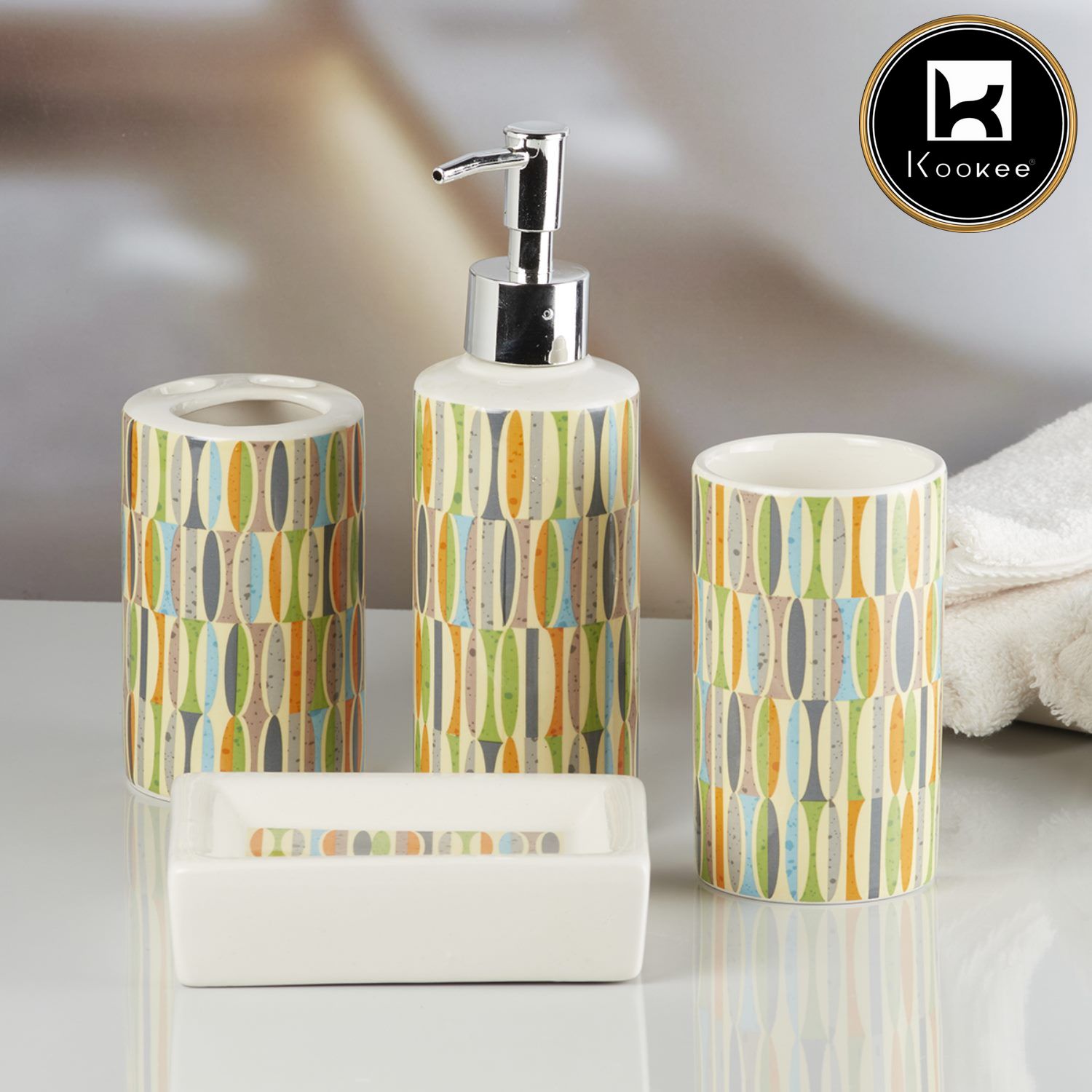 Kookee Ceramic Bathroom Sets, Multi, ART10057