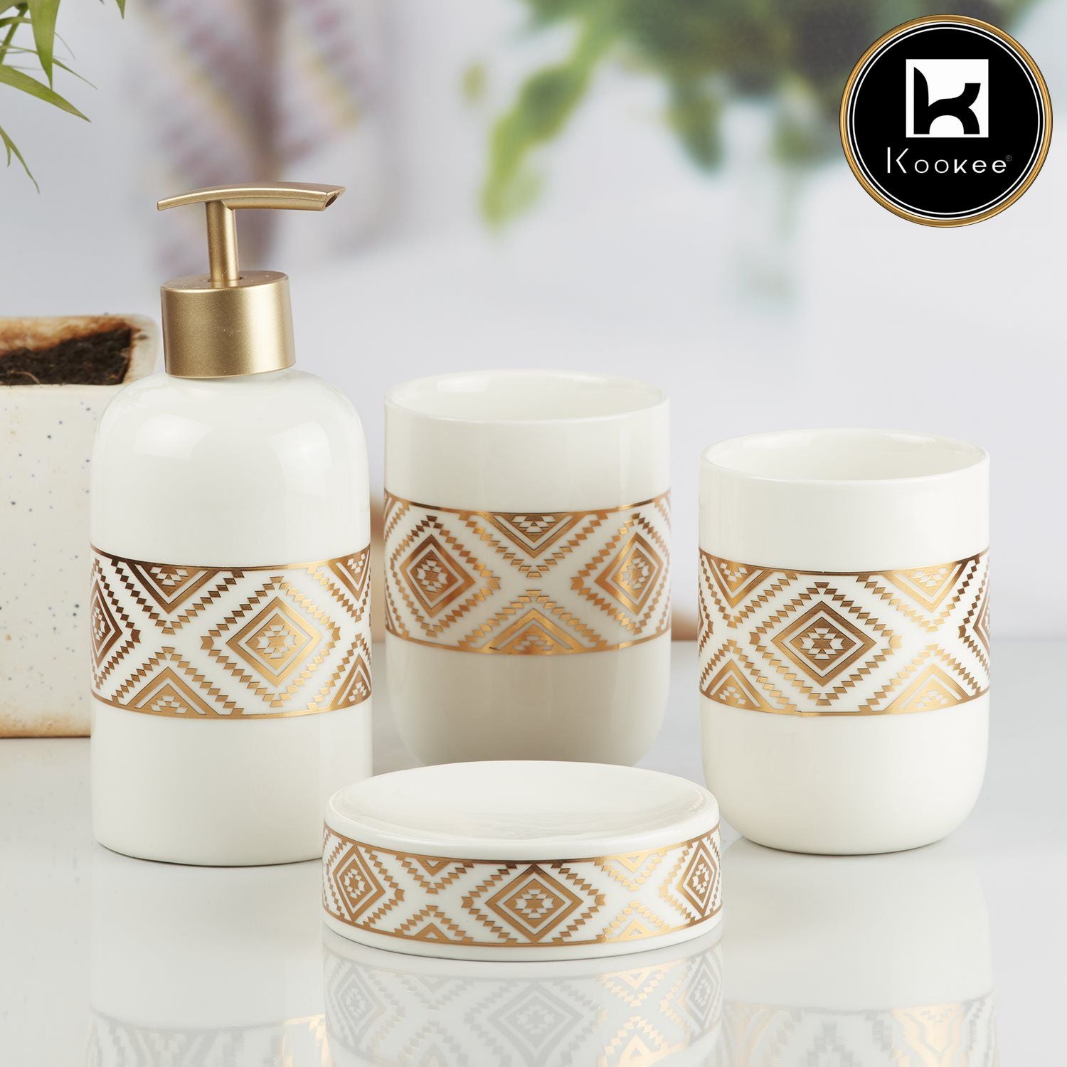 Kookee Ceramic Bathroom Sets, White, ART10078