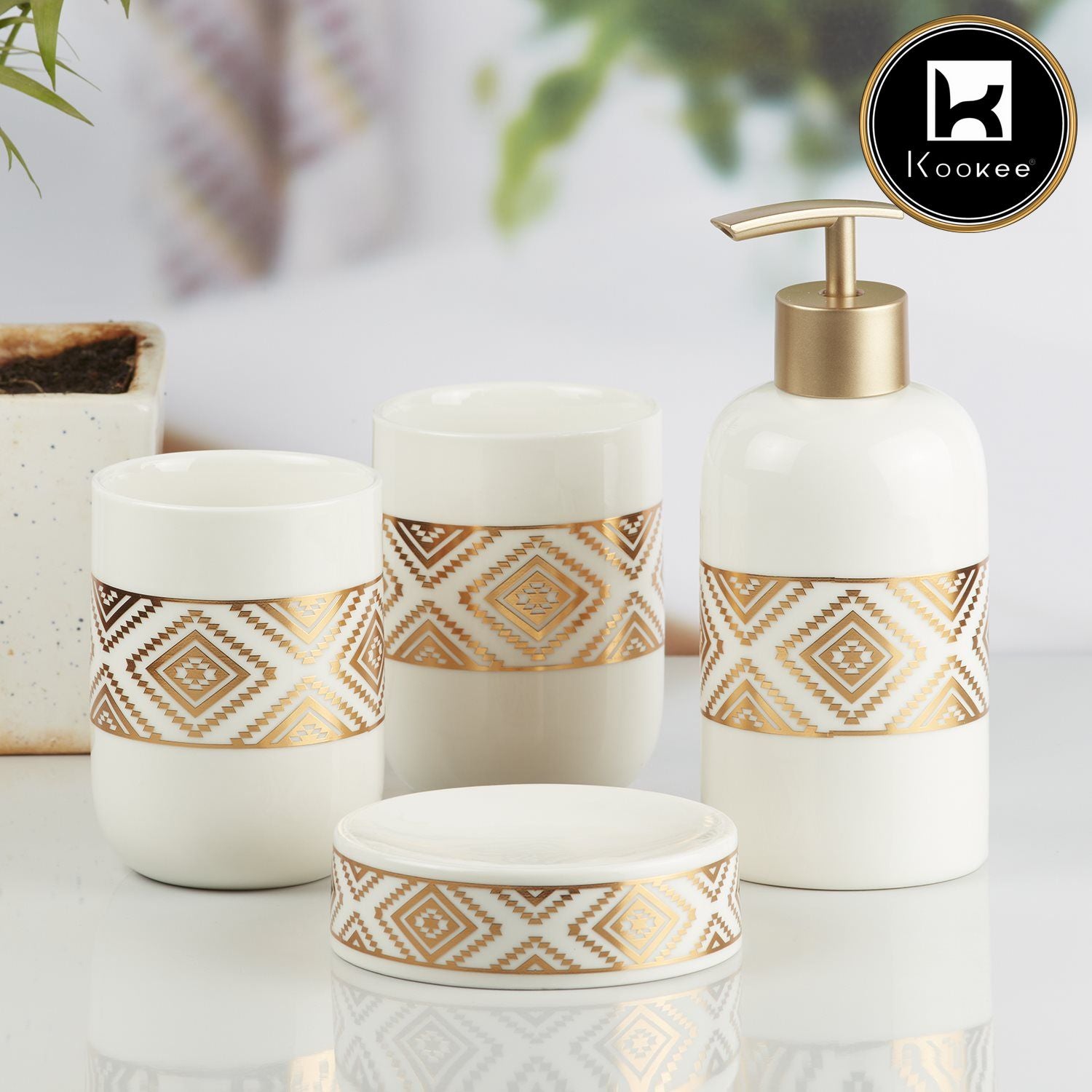 Kookee Ceramic Bathroom Sets, White, ART10078
