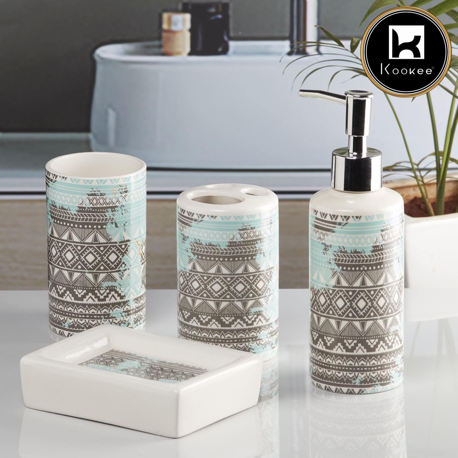 Kookee Ceramic Bathroom Sets, Multi, ART10087