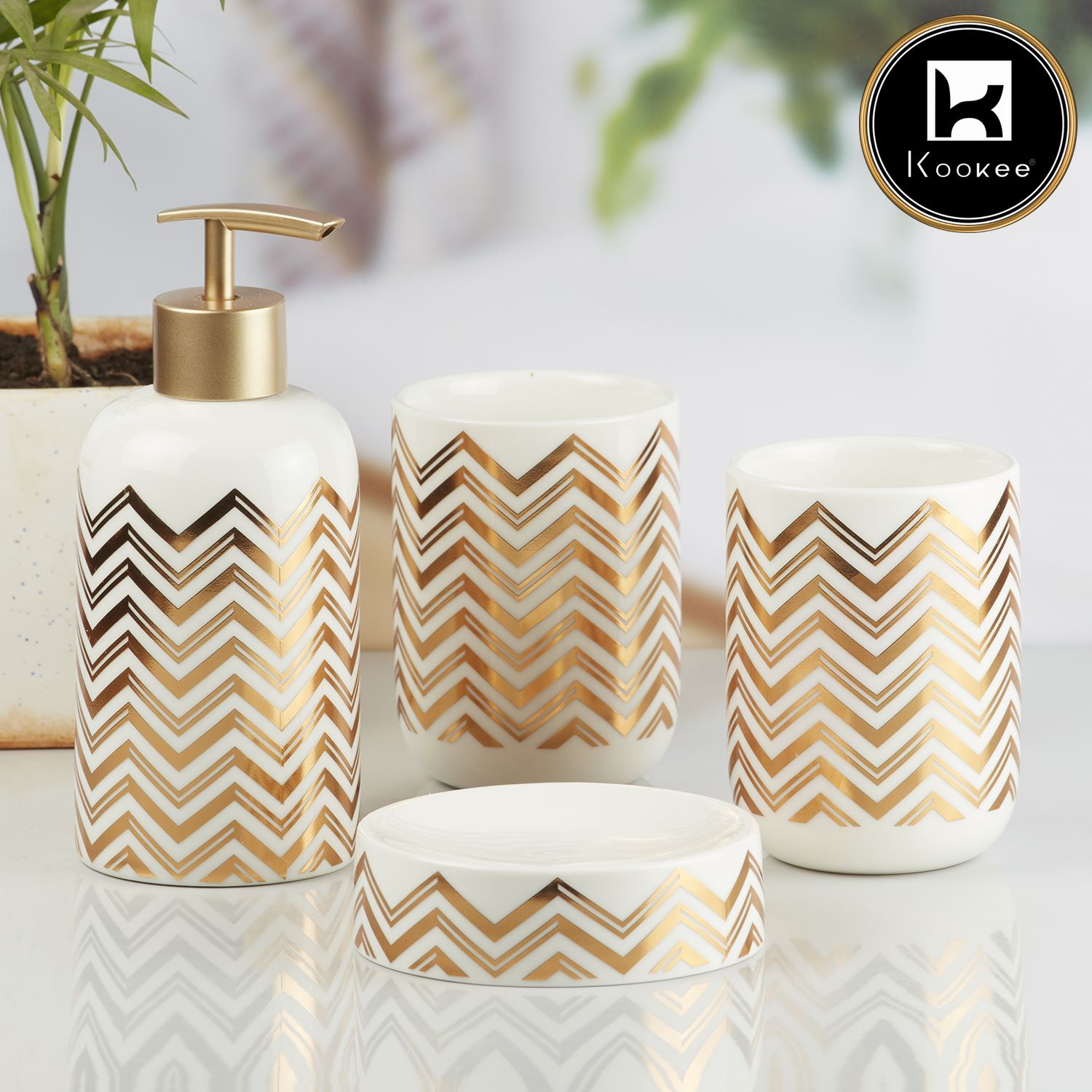 Kookee Ceramic Bathroom Sets, White, ART10093