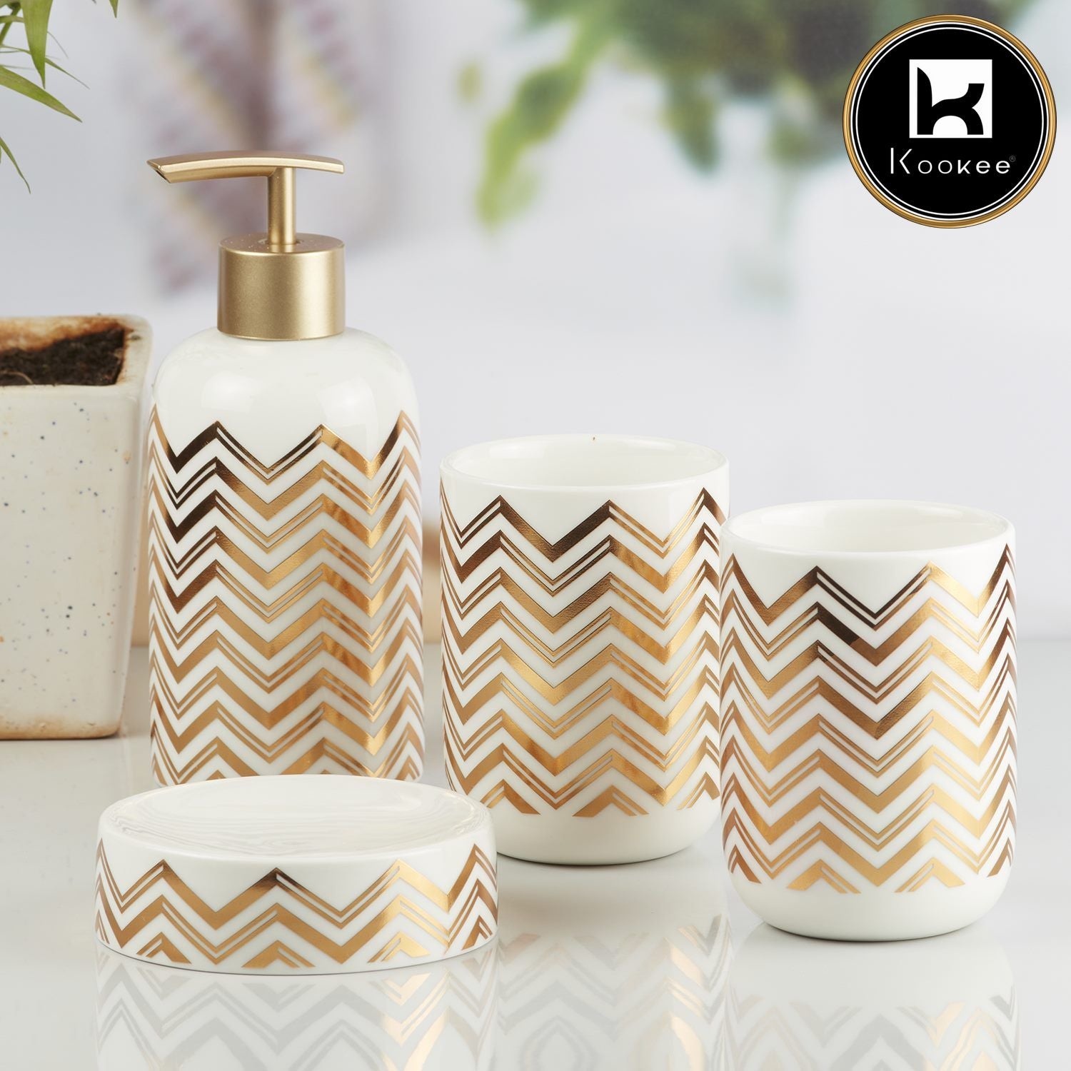 Kookee Ceramic Bathroom Sets, White, ART10093