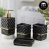 Kookee Ceramic Bathroom Accessories Set of 4, Modern Bath Set with Liquid handwash Soap Dispenser and Toothbrush holder, Luxury Gift Accessory for Home, Black/Gold