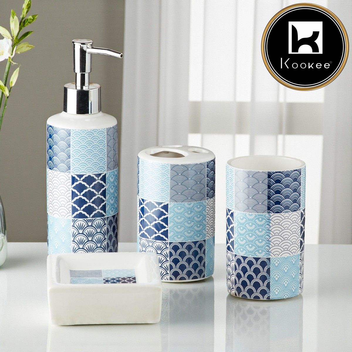 Kookee Ceramic Bathroom Sets, Multi, ART10113