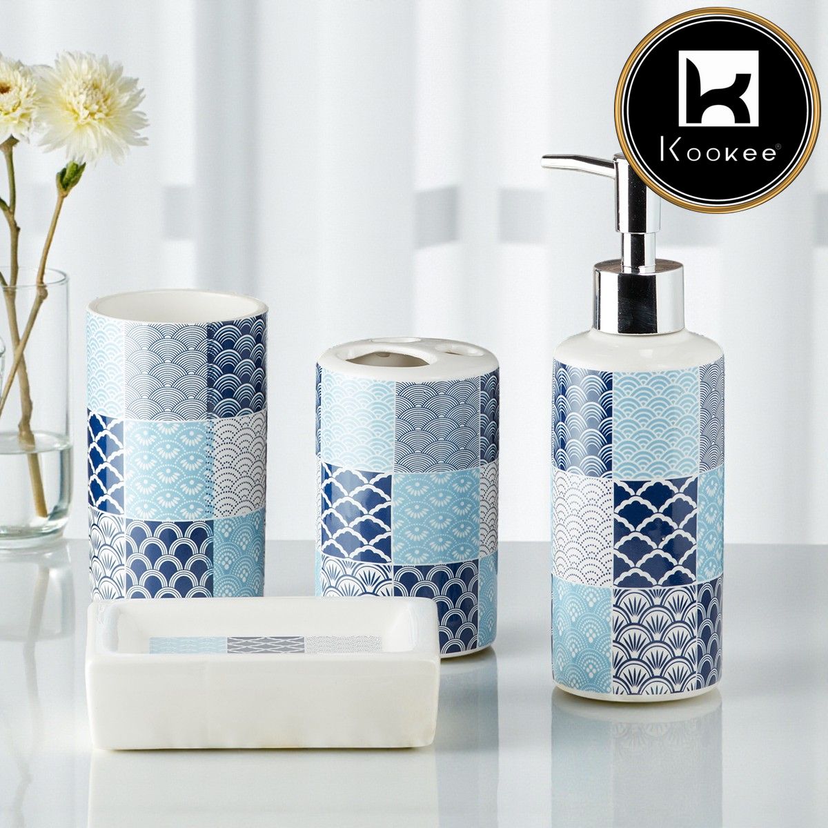 Kookee Ceramic Bathroom Sets, Multi, ART10113