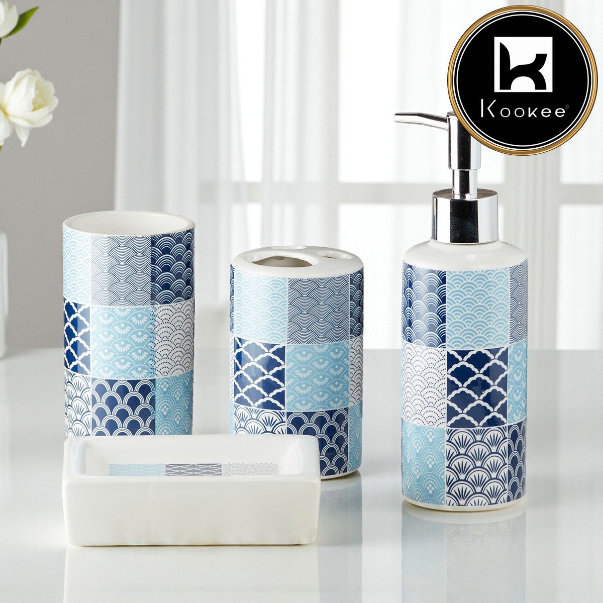 Kookee Ceramic Bathroom Sets, Multi, ART10113