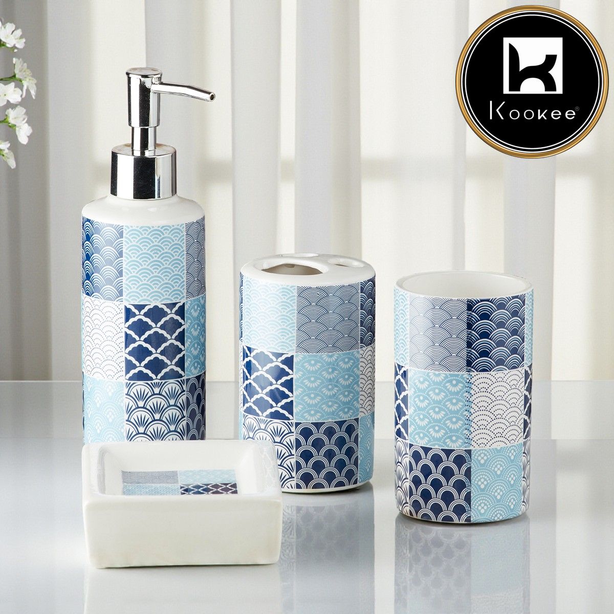 Kookee Ceramic Bathroom Sets, Multi, ART10113