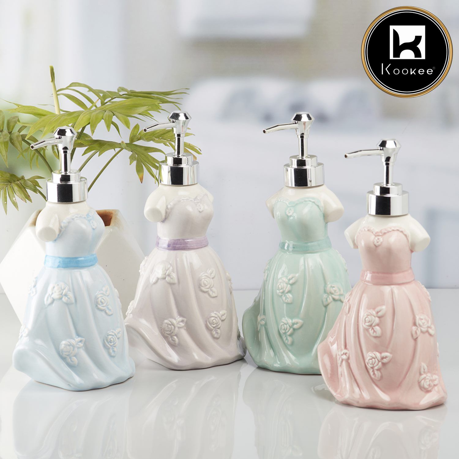 Ceramic Soap Dispenser for handwash for Bathroom, Purple (Set of 1) (10161)