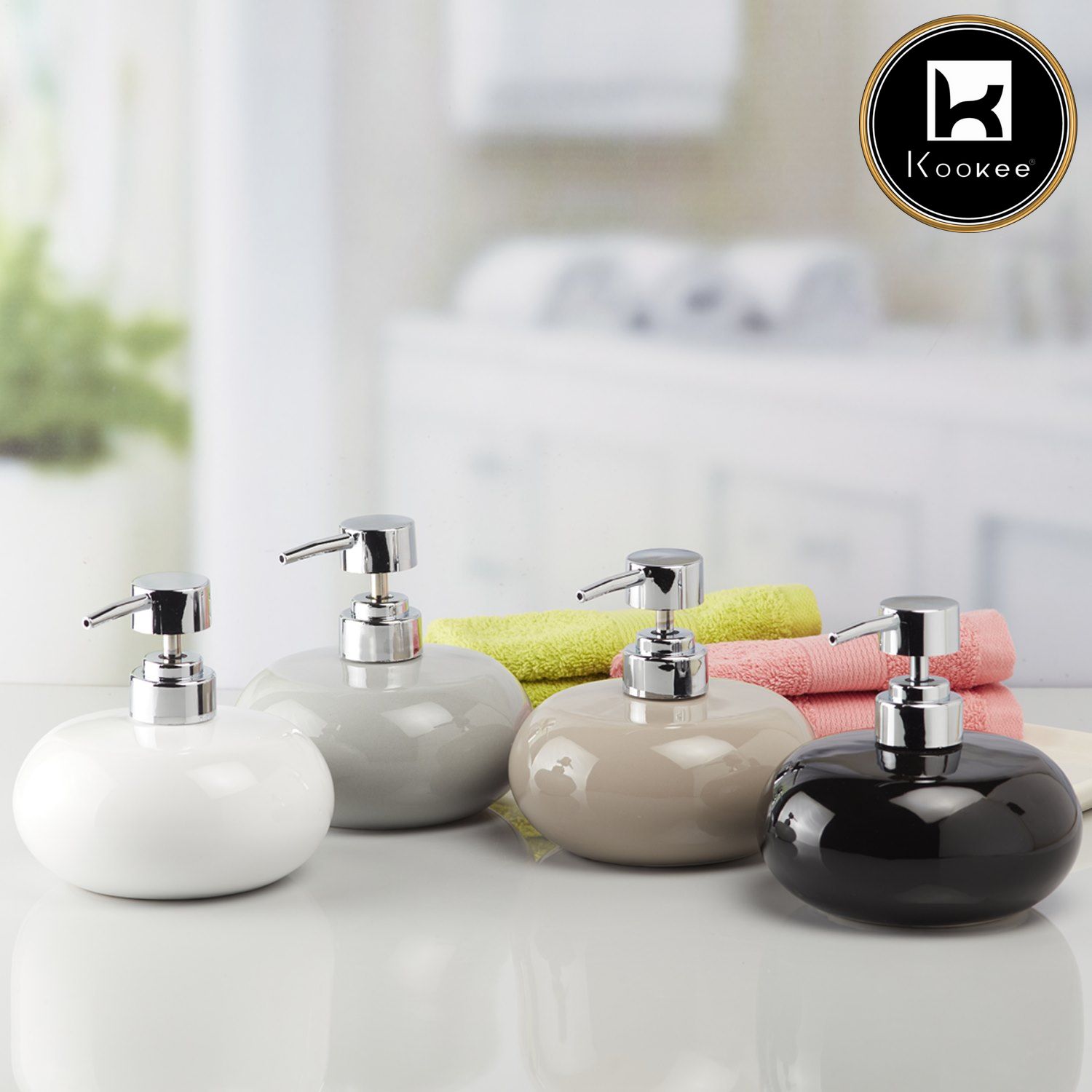 Ceramic Soap Dispenser for handwash for Bathroom, White (Set of 1) (9657)