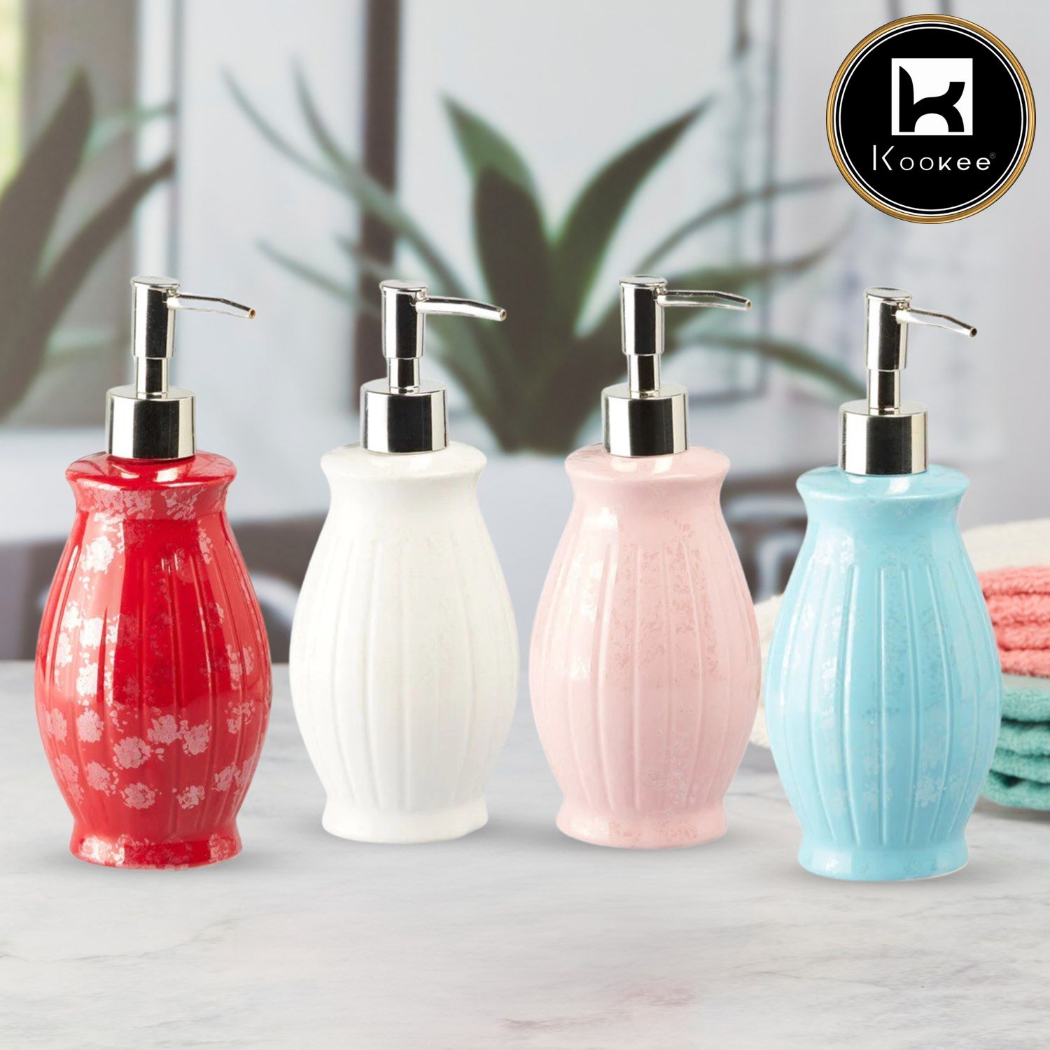 Ceramic Soap Dispenser for handwash for Bathroom, White (Set of 1) (8004)