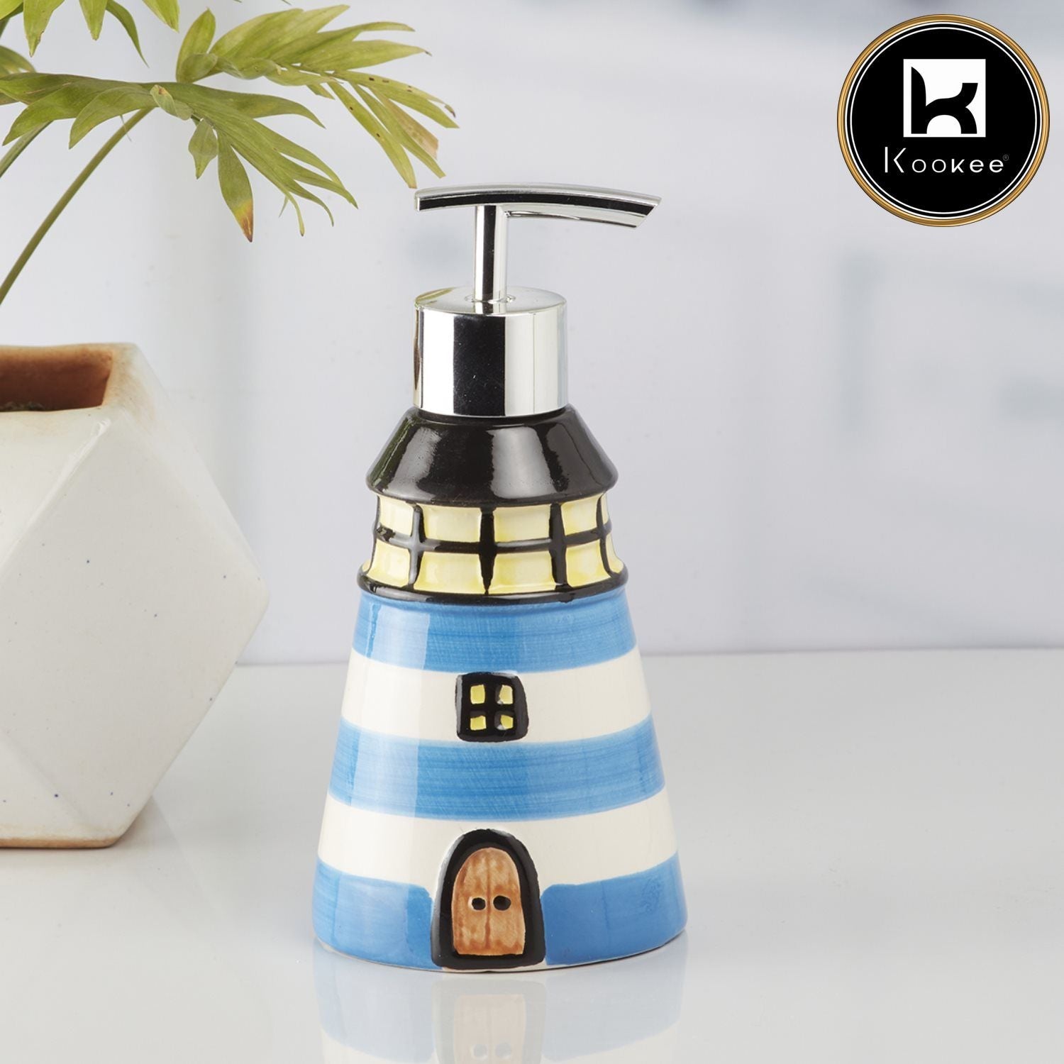Ceramic Soap Dispenser for handwash for Bathroom, Blue (Set of 1) (10142)