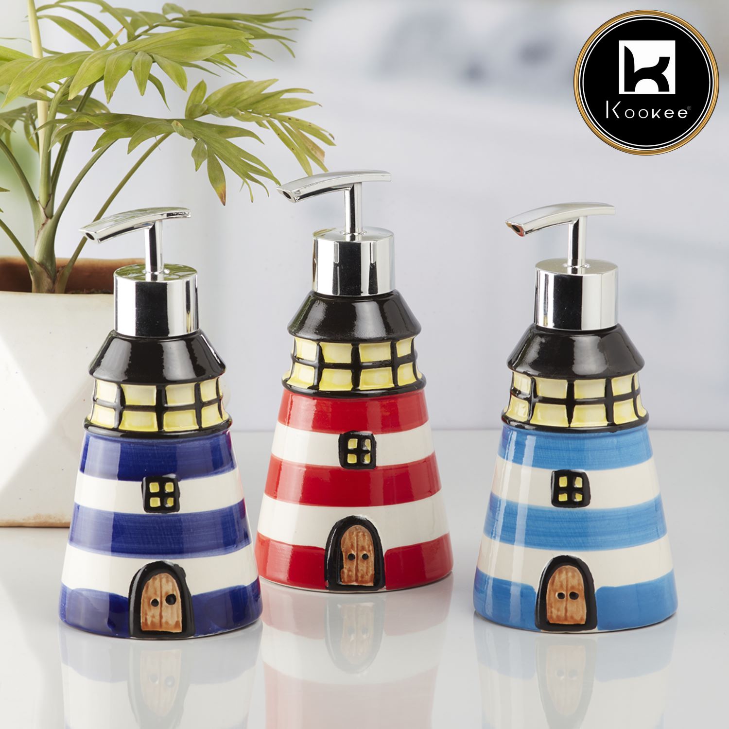 Ceramic Soap Dispenser for handwash for Bathroom, Blue (V-CSD-041)