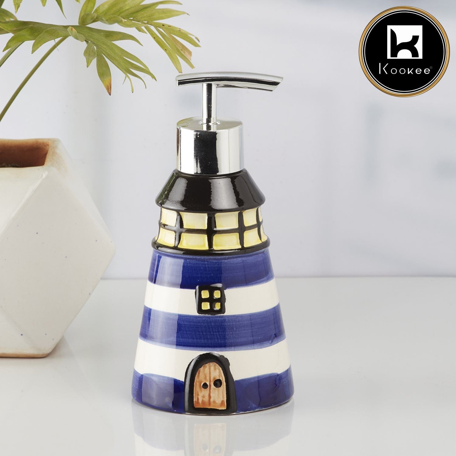 Ceramic Soap Dispenser for handwash for Bathroom, Blue (Set of 1) (10143)