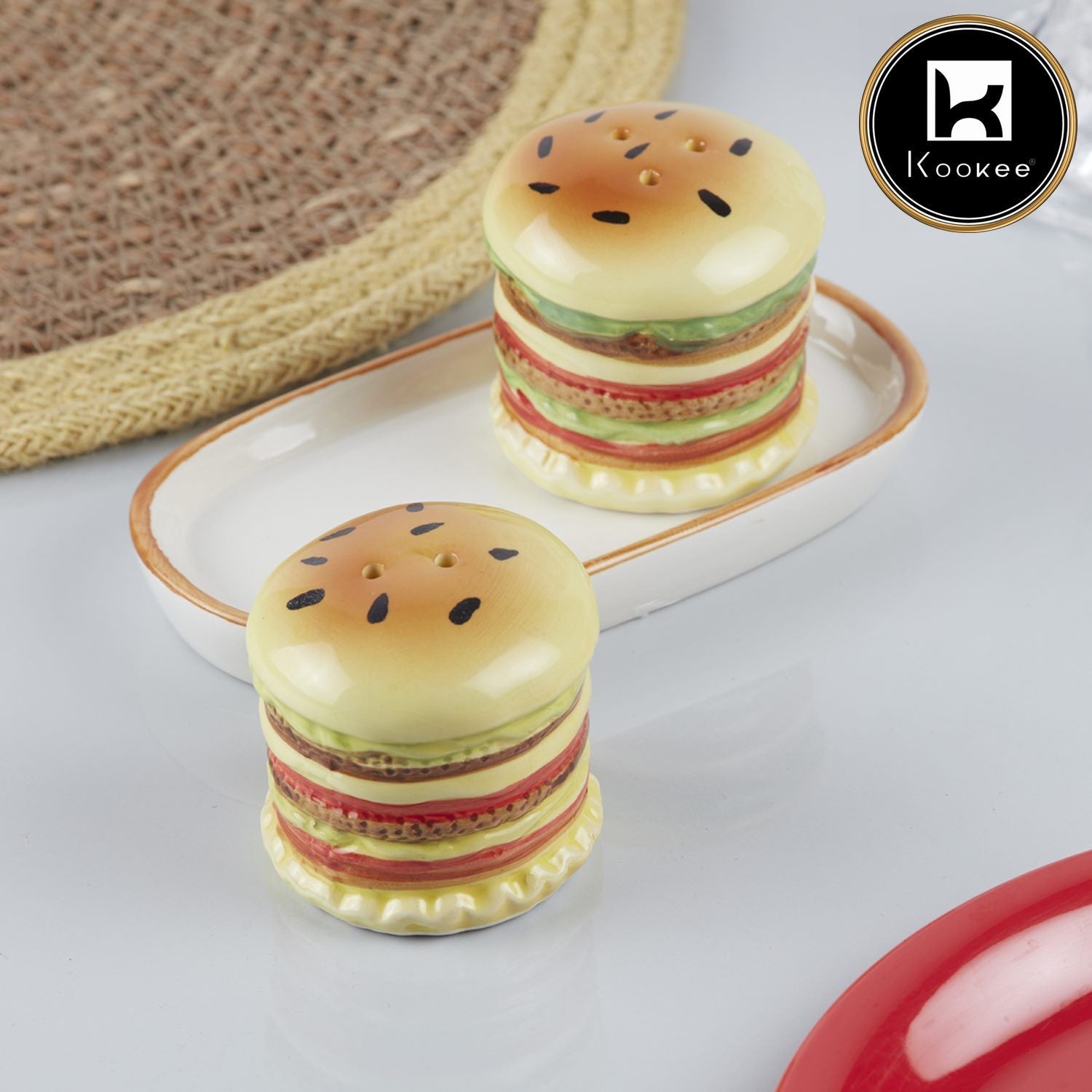 Ceramic Salt Pepper Container Set with tray (V-SALT-015-1)