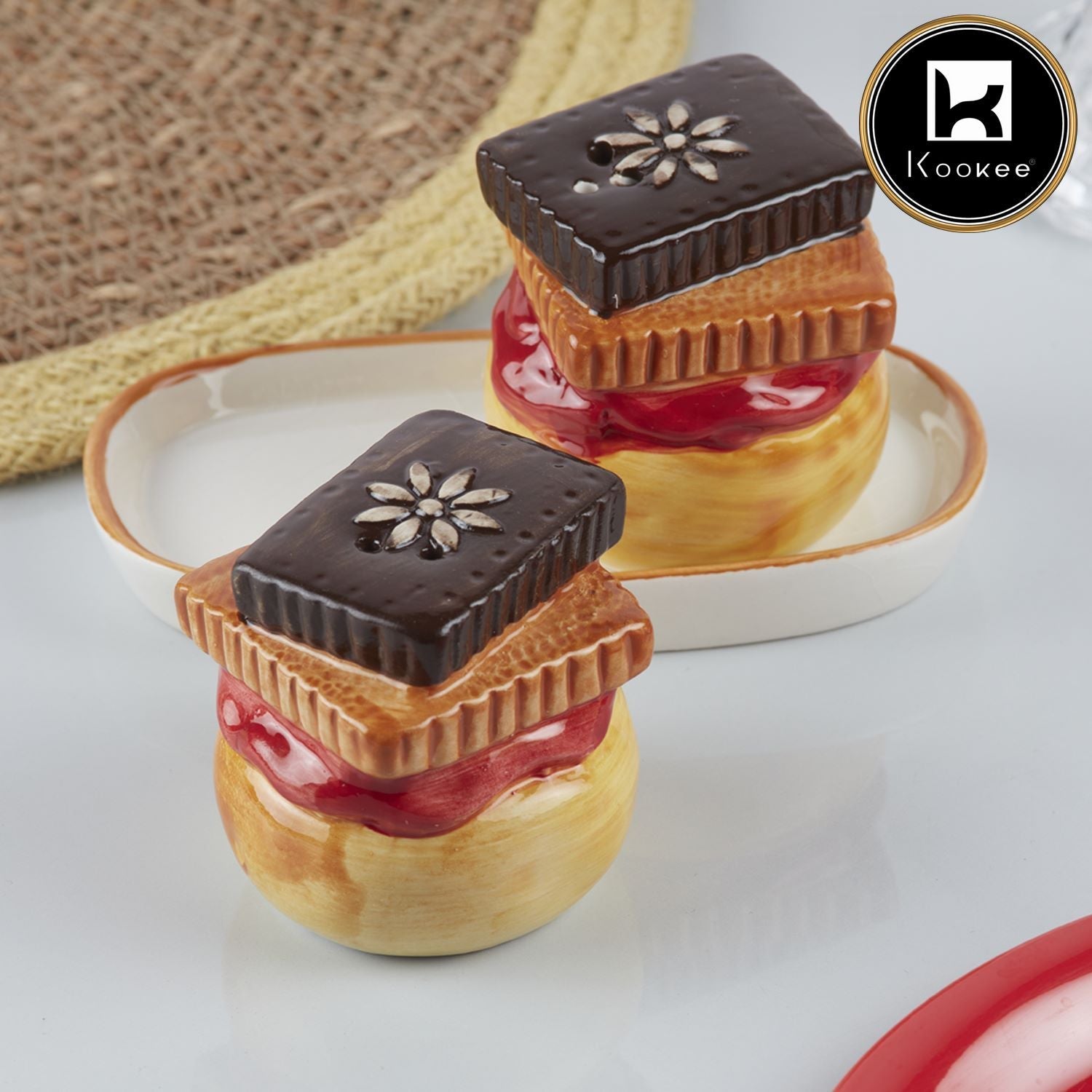 Ceramic Salt Pepper Container Set with tray (V-SALT-015-1)