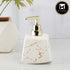 Ceramic Soap Dispenser for handwash for Bathroom, White/Gold, (Set of 1) (10154)