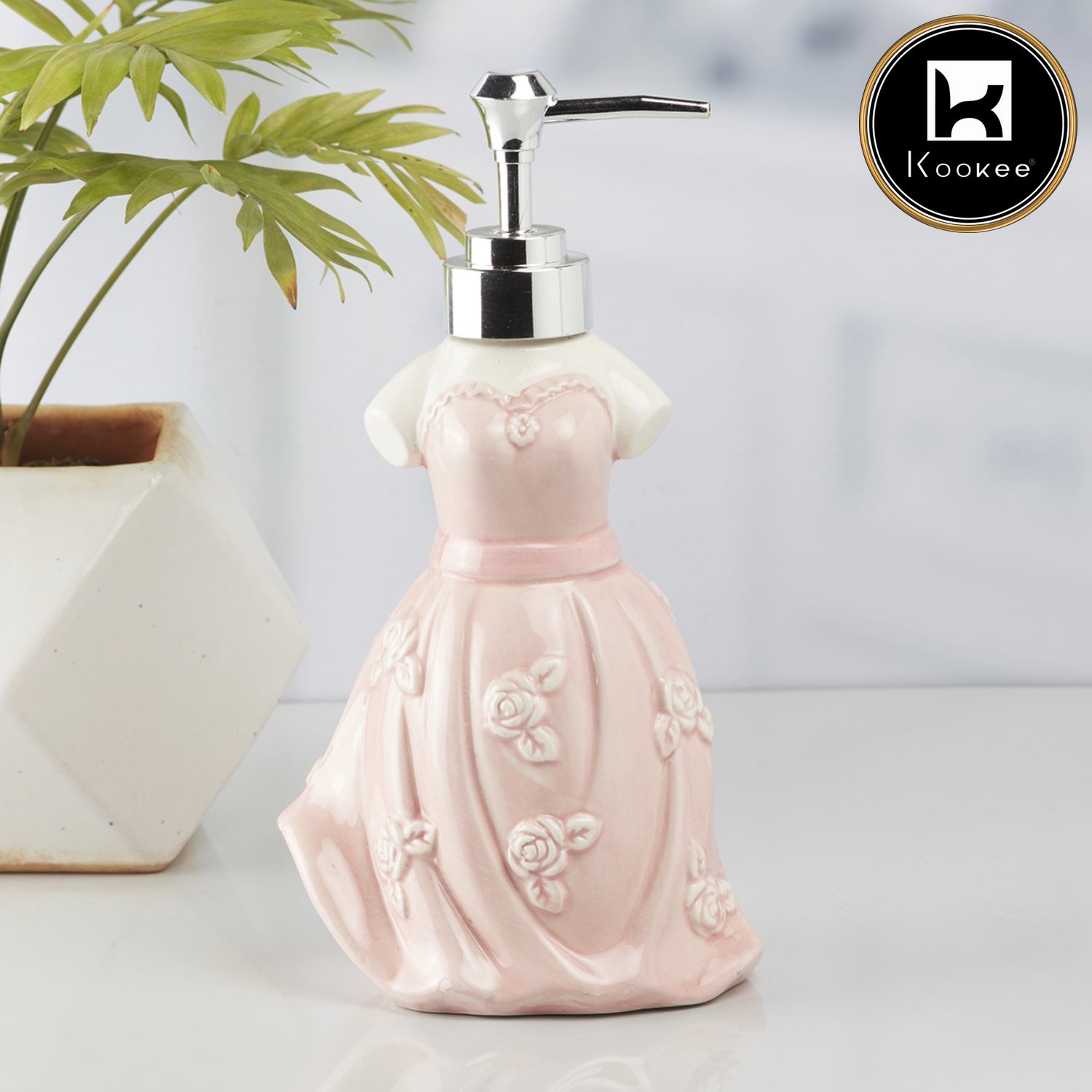 Ceramic Soap Dispenser for handwash for Bathroom, Green (Set of 1) (10162)