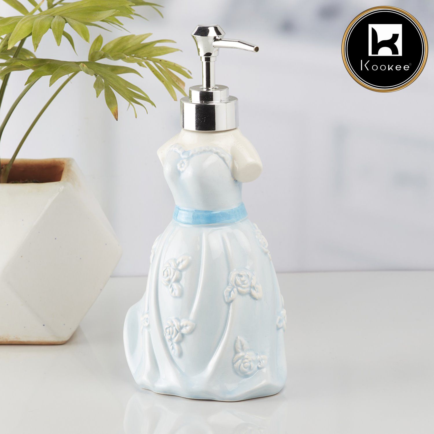 Ceramic Soap Dispenser for handwash for Bathroom, Blue, (Set of 1) (10163)