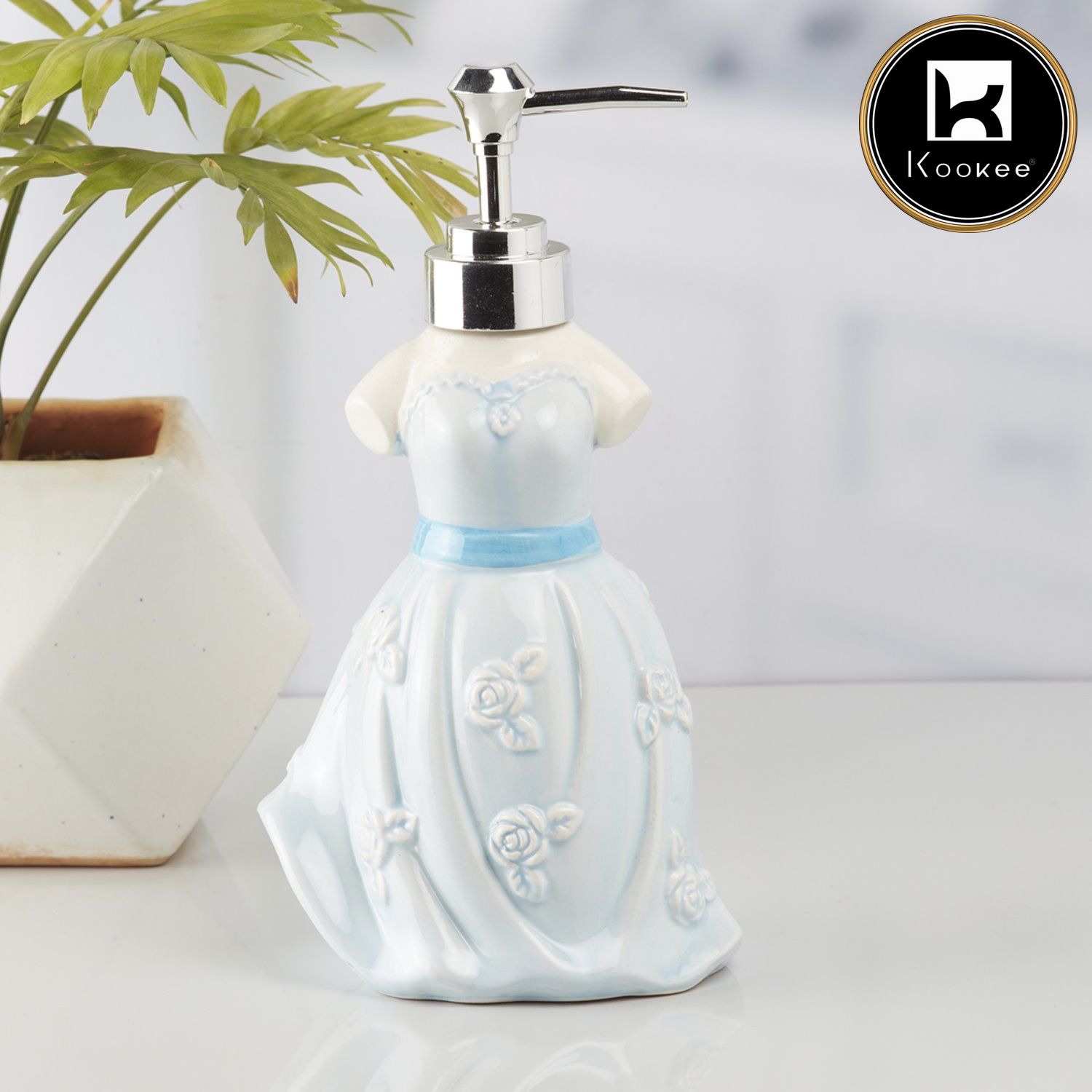 Ceramic Soap Dispenser for handwash for Bathroom, Blue (Set of 1) (10163)