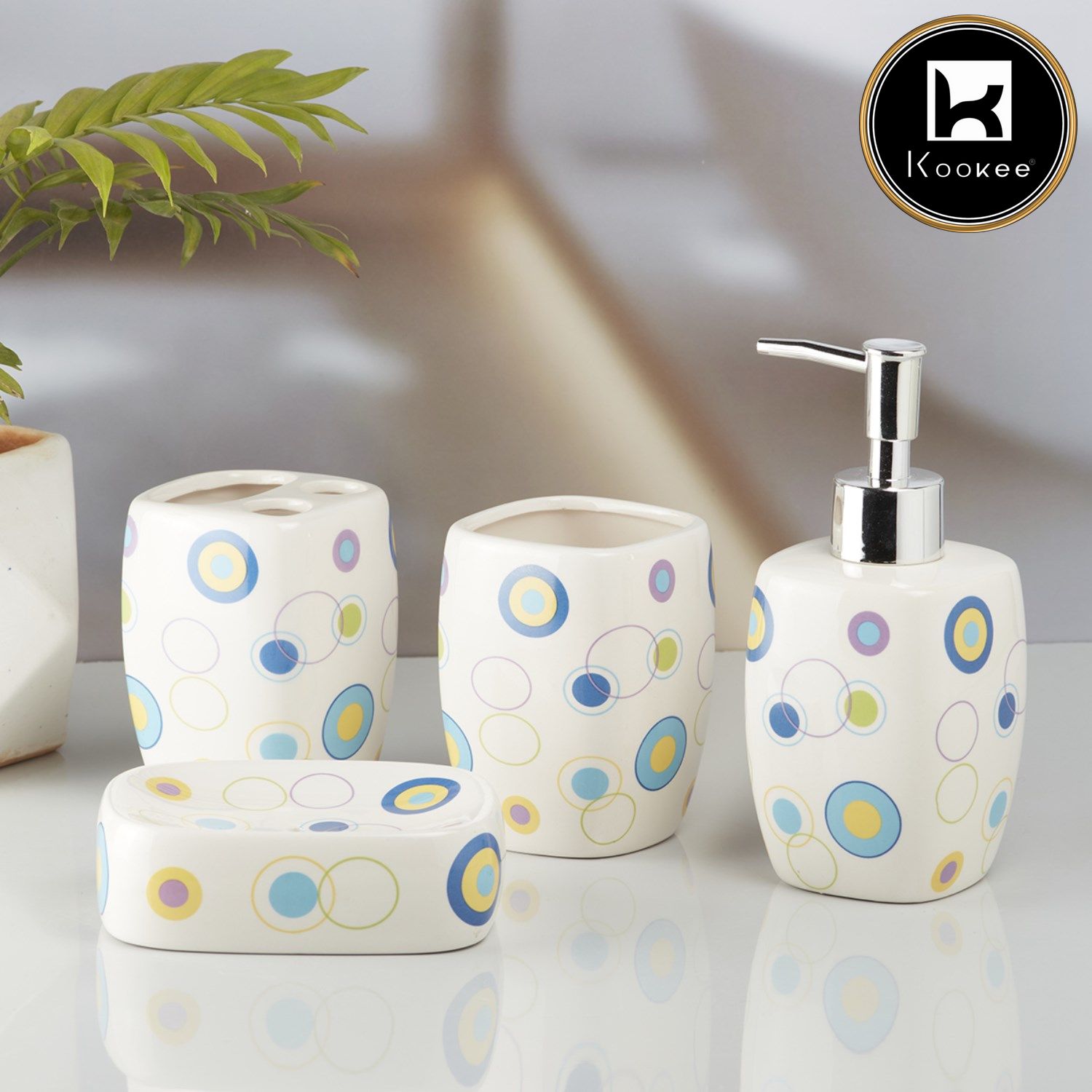 Kookee Ceramic Bathroom Sets, Multi, ART10169