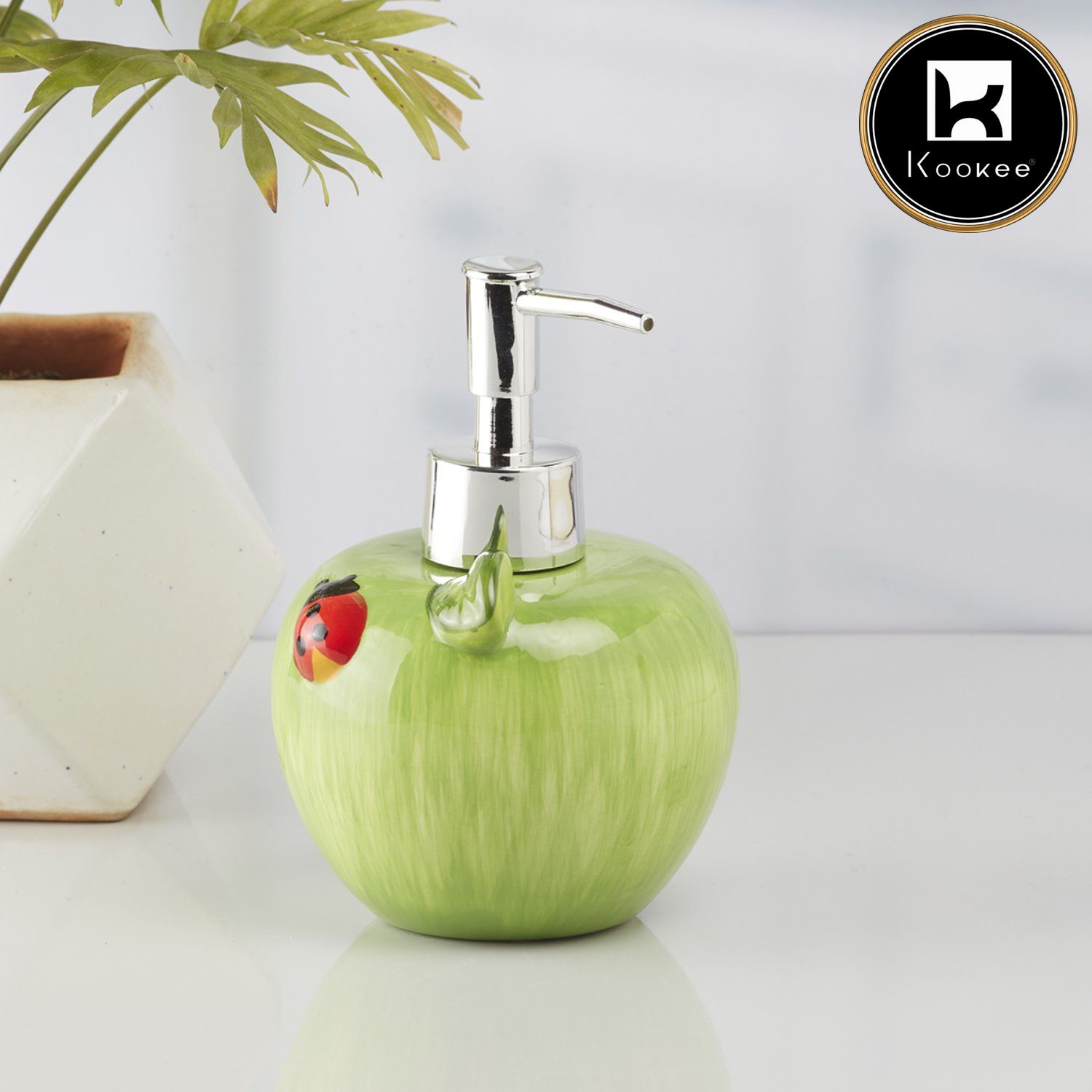 Ceramic Soap Dispenser for handwash for Bathroom, Green (V-CSD-023)