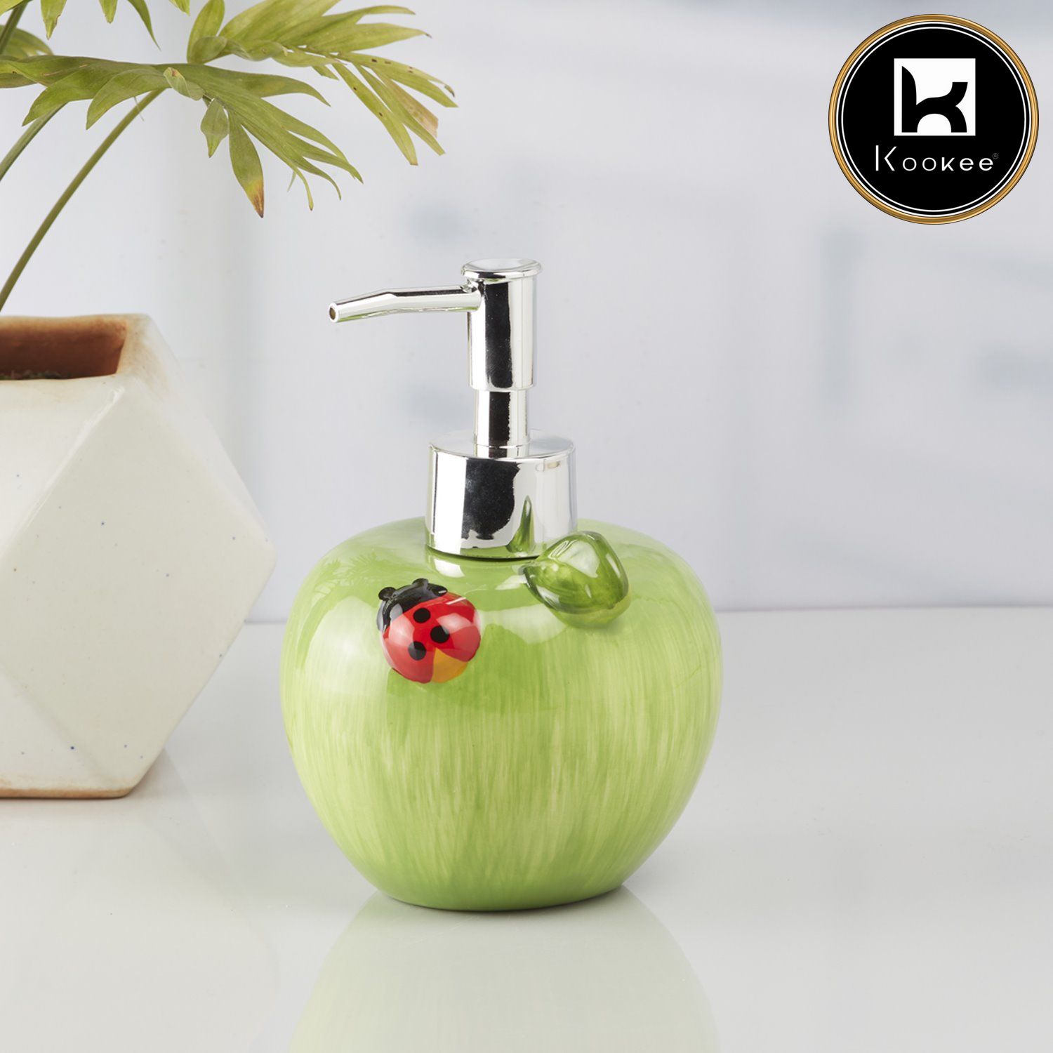 Ceramic Soap Dispenser for handwash for Bathroom, Green (V-CSD-023)