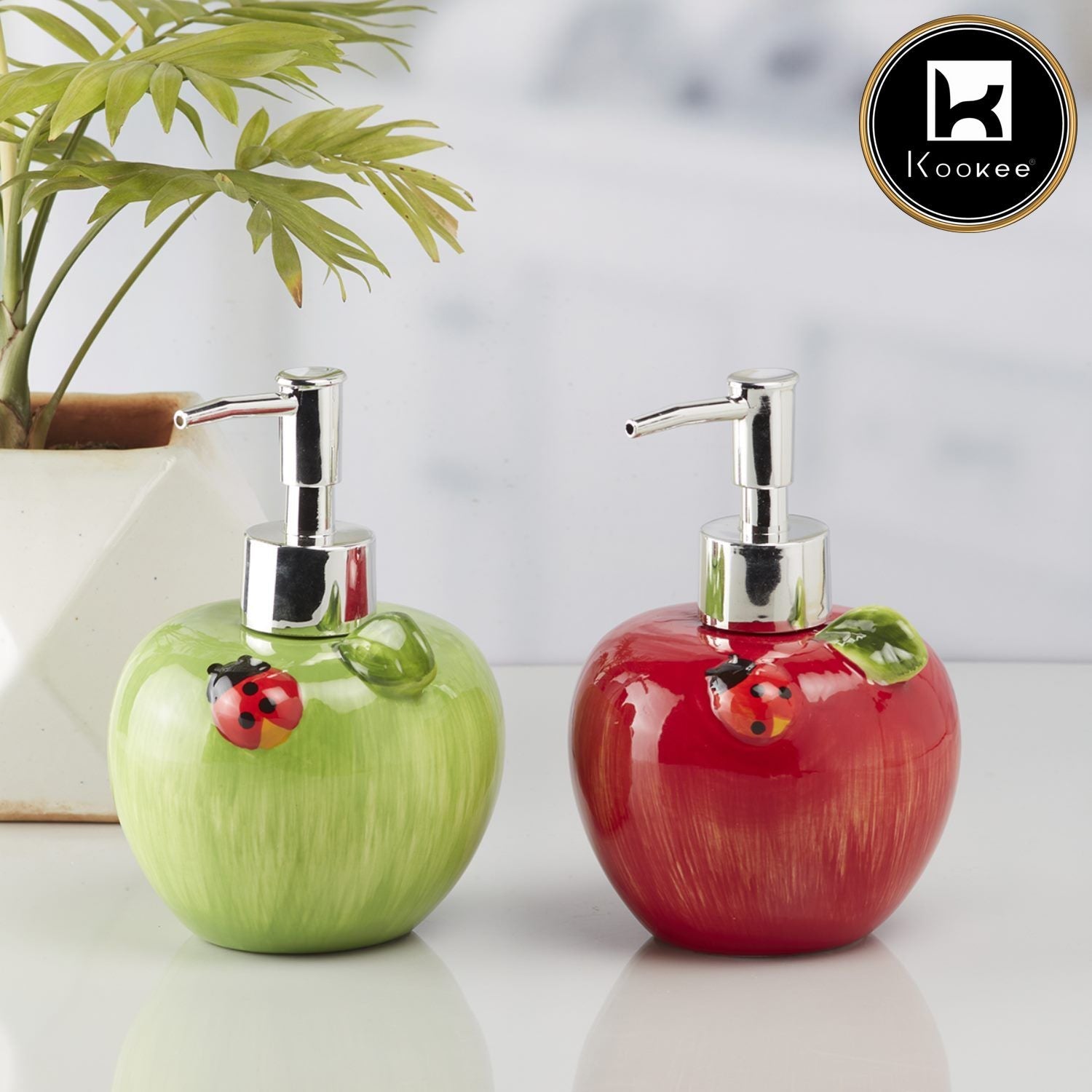 Ceramic Soap Dispenser for handwash for Bathroom, Green (V-CSD-023)