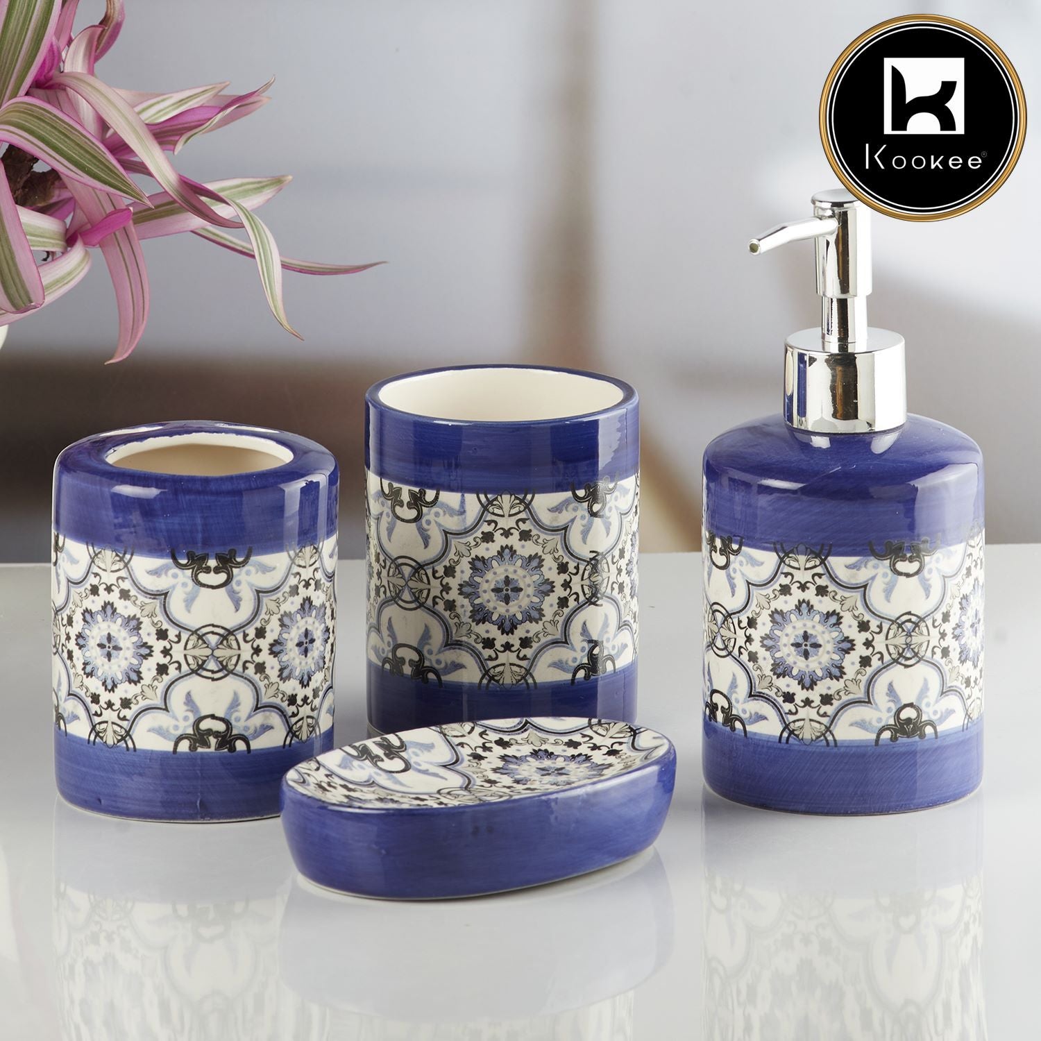 Kookee Ceramic Bathroom Sets, Blue, ART10174