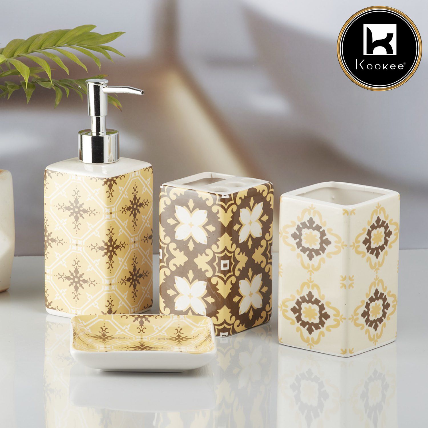 Kookee Ceramic Bathroom Sets, Yellow, ART10176
