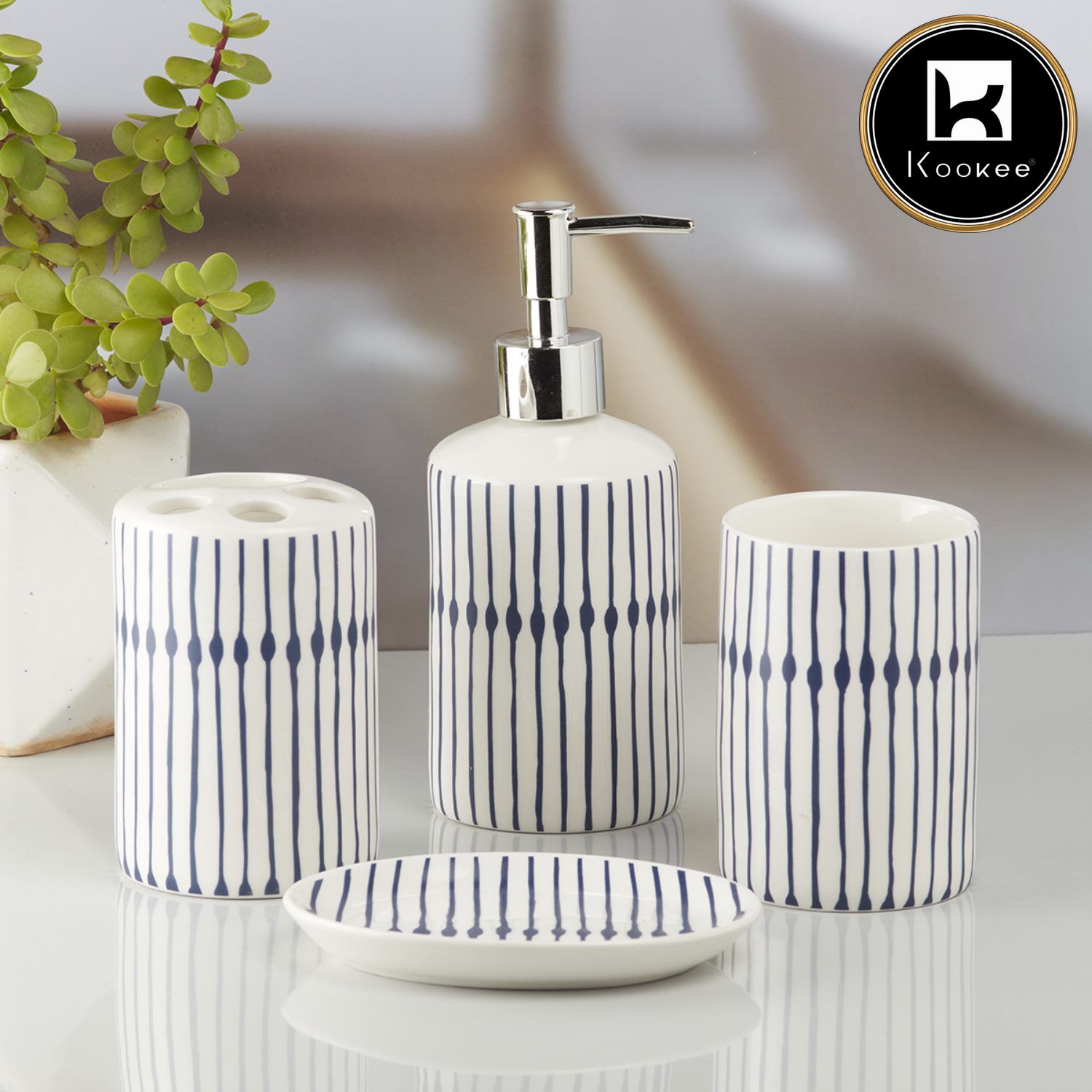 Kookee Ceramic Bathroom Sets, White, ART10178