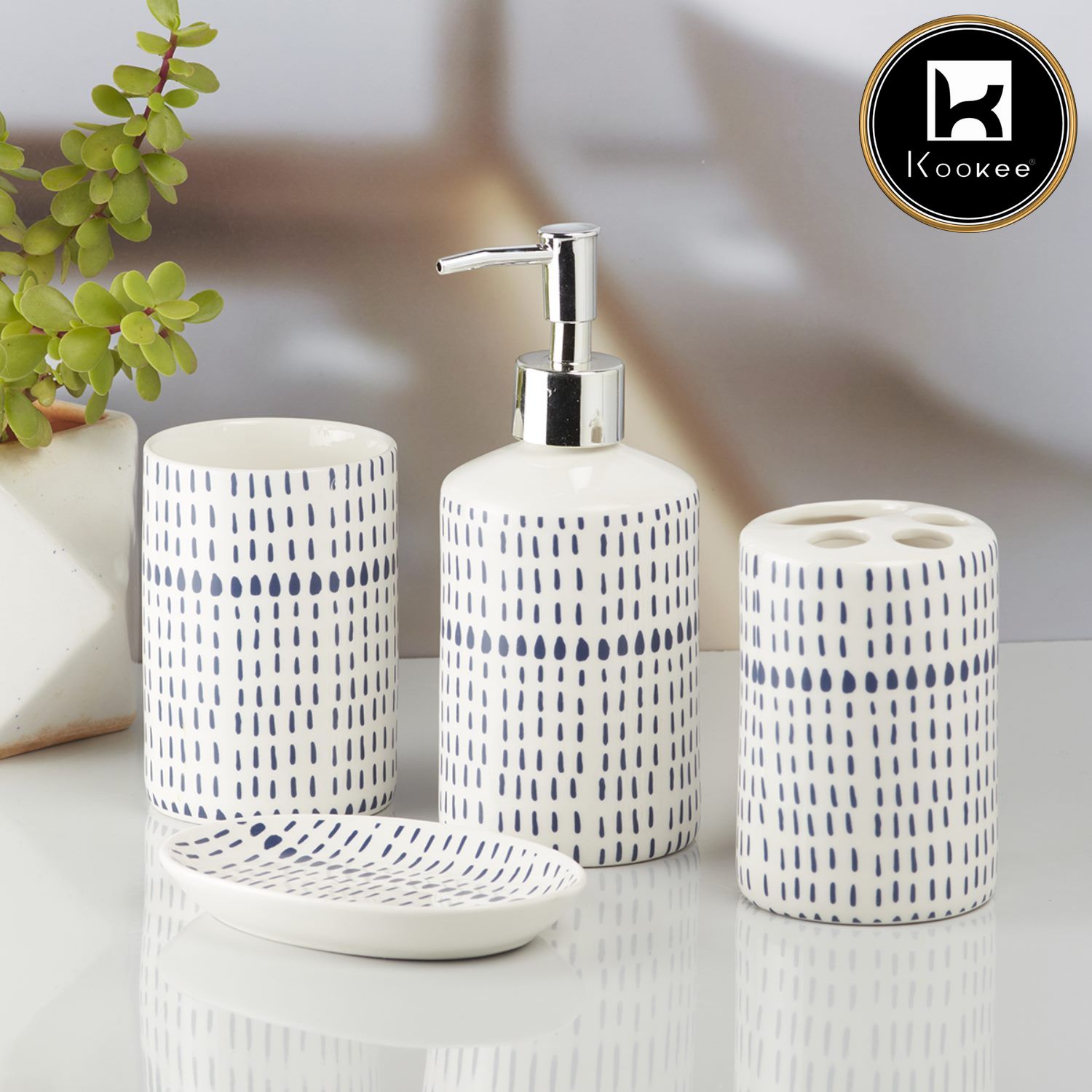 Kookee Ceramic Bathroom Sets, White, ART10179