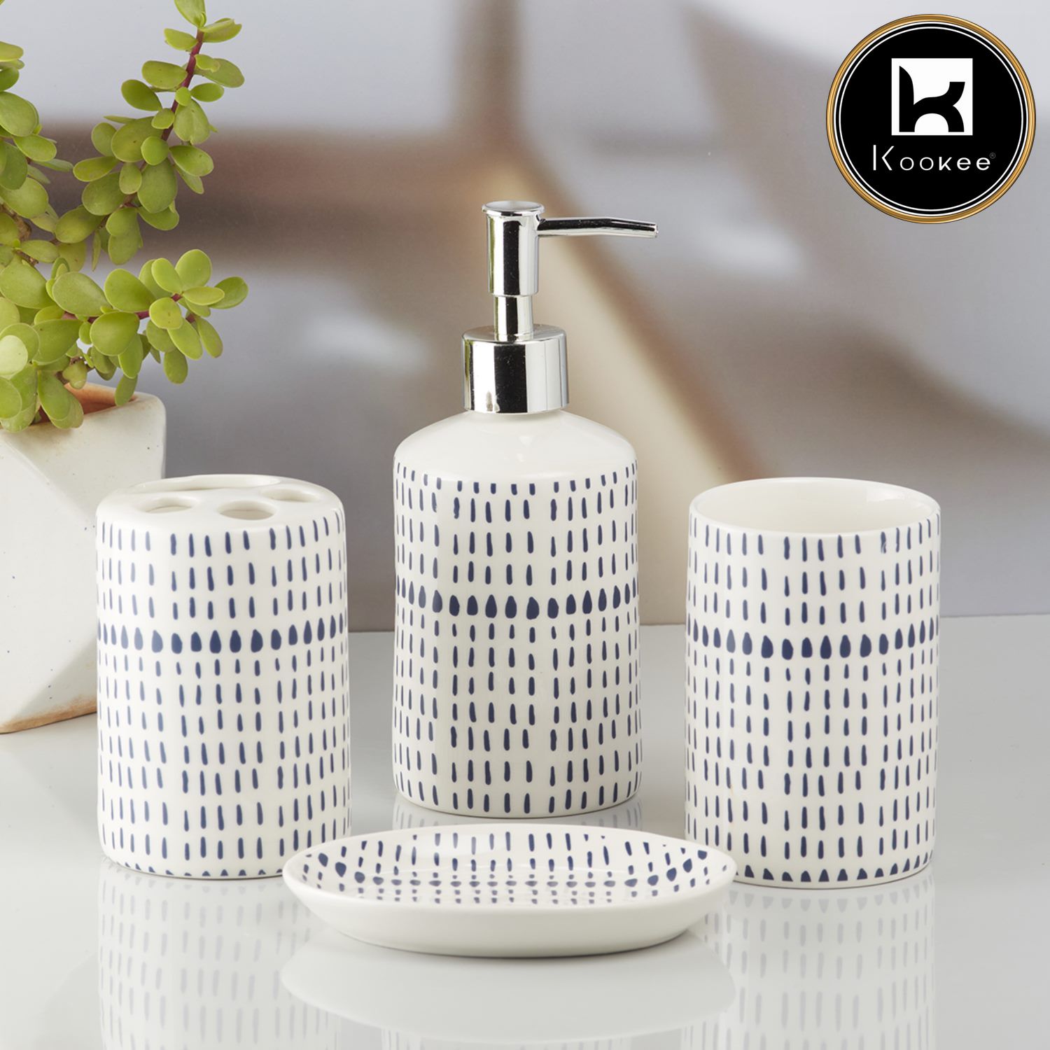 Kookee Ceramic Bathroom Sets, White, ART10179