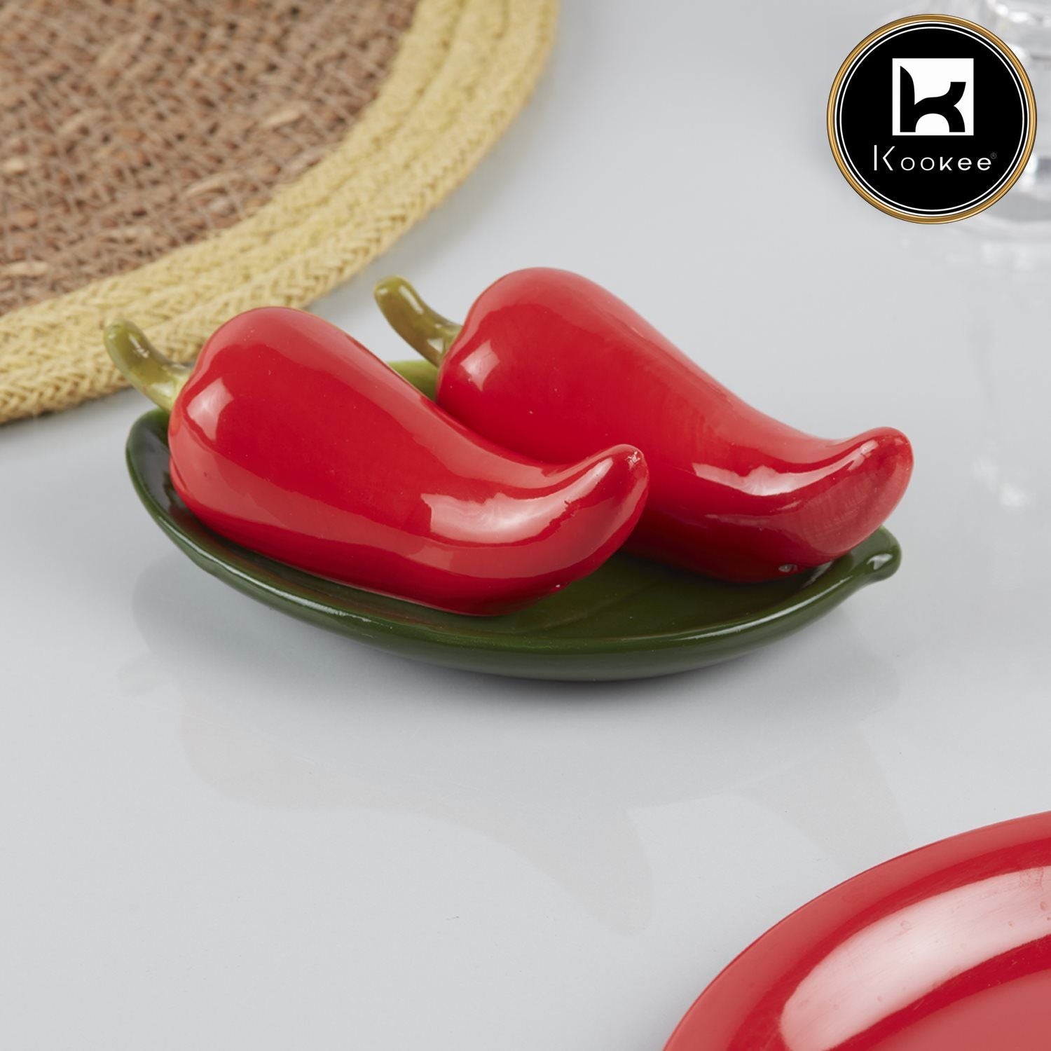 Ceramic Salt Pepper Container Set with tray (V-SALT-011-3)