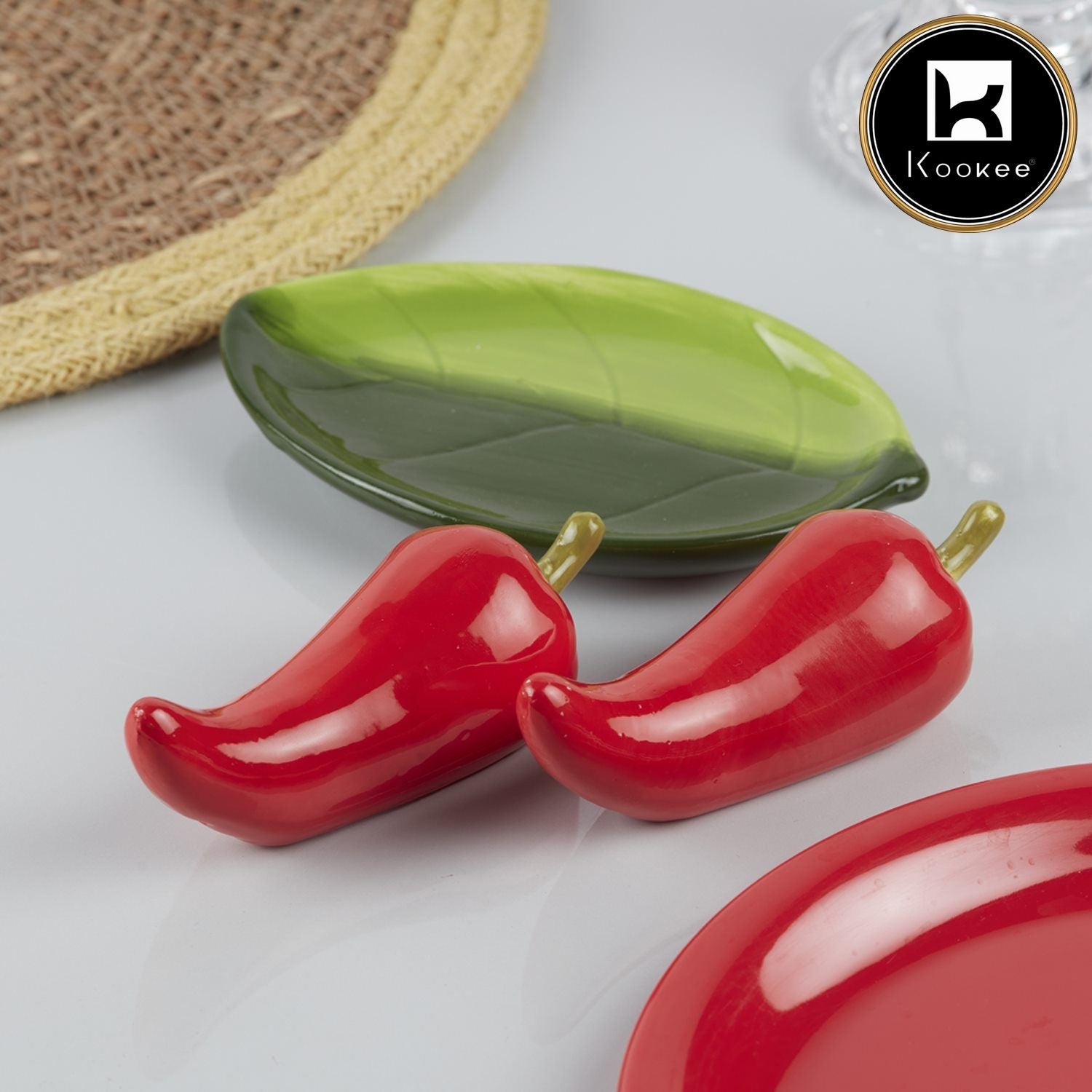 Ceramic Salt Pepper Container Set with tray (V-SALT-011-3)
