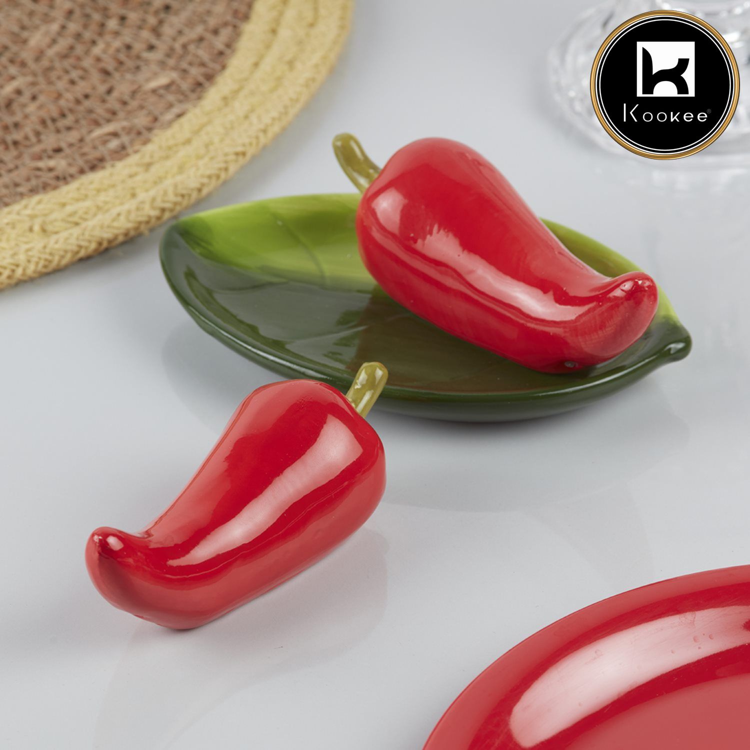 Kookee Ceramic Salt Pepper Container Set with tray (10182)