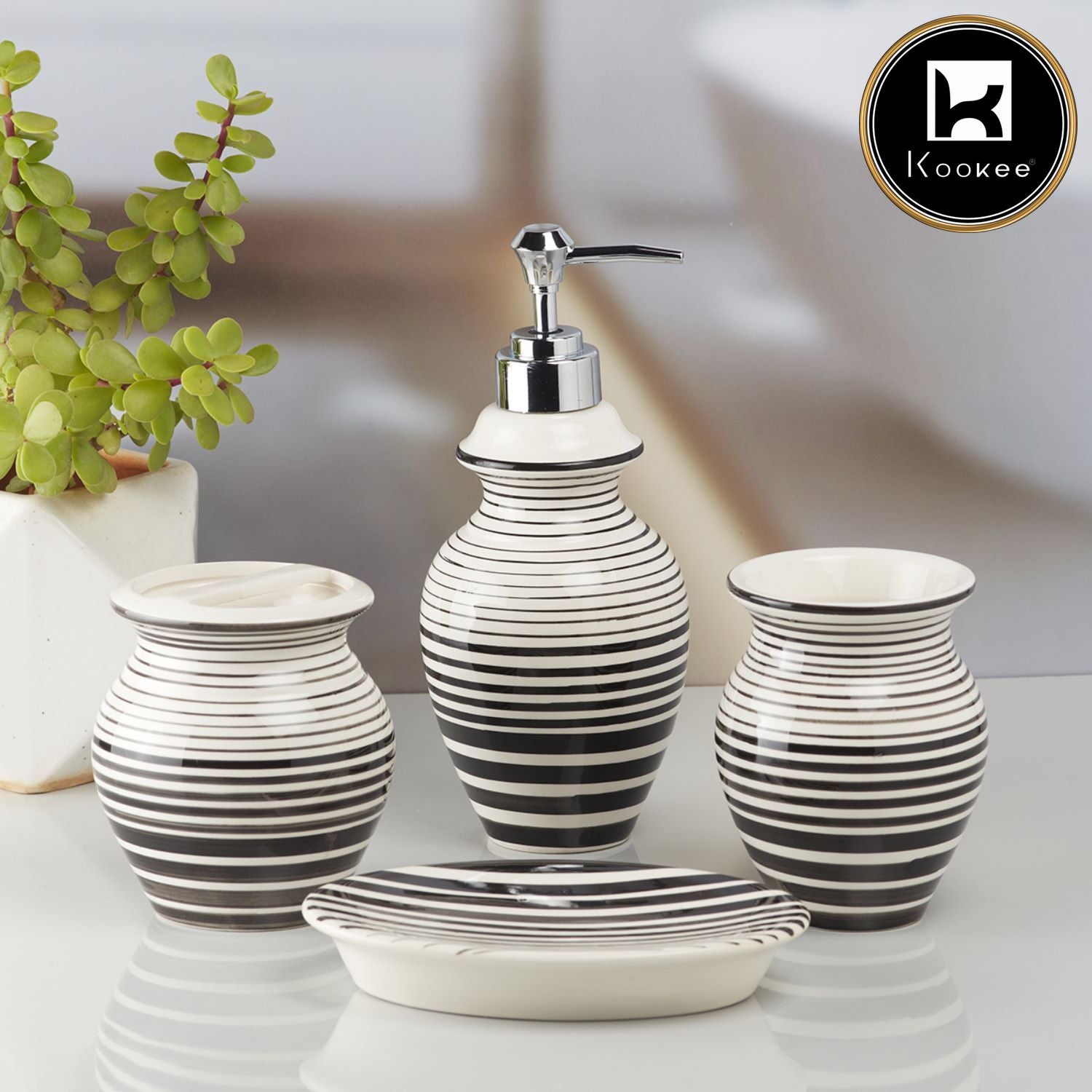 Kookee Ceramic Bathroom Sets, White, ART10187