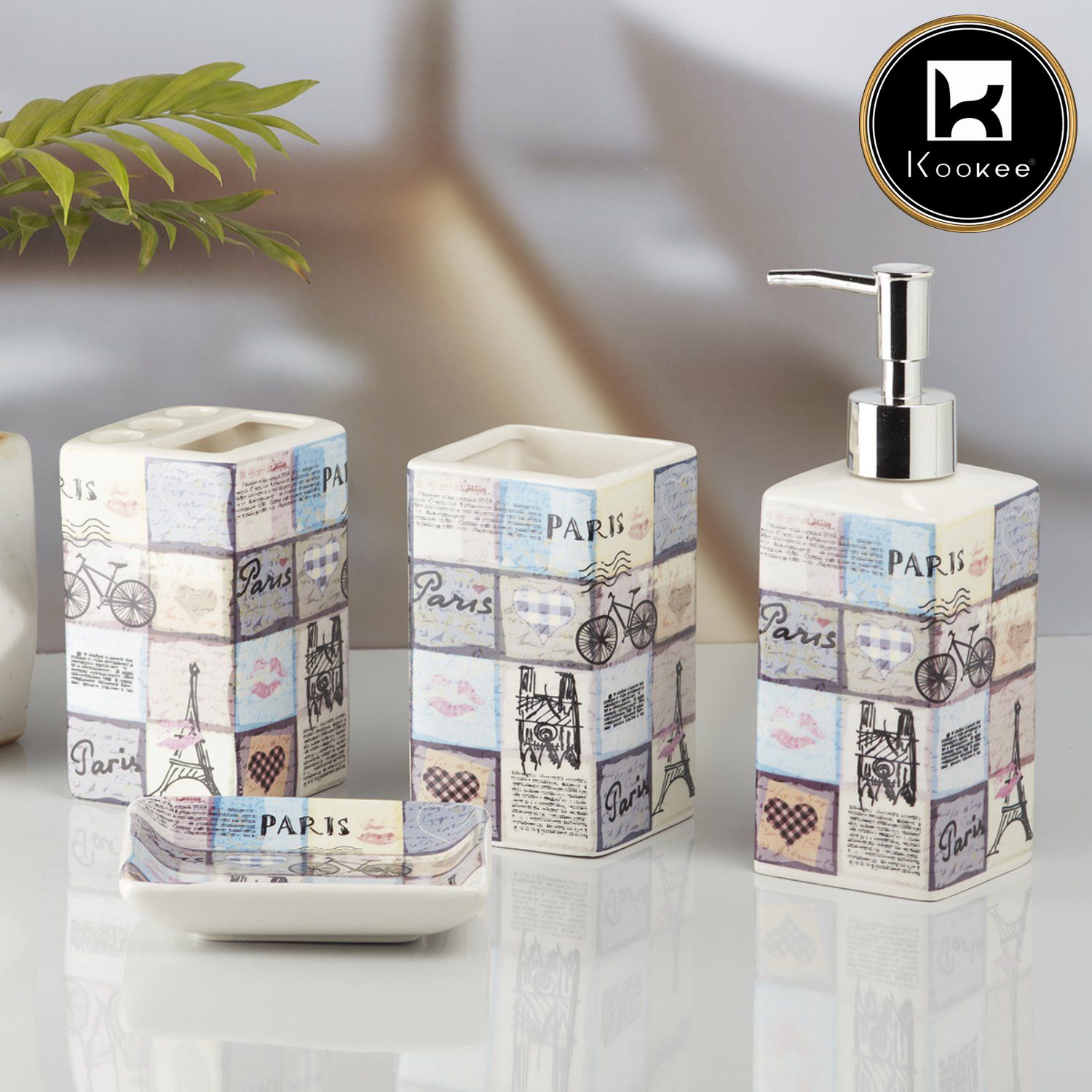 Kookee Ceramic Bathroom Sets, Multi, ART10189