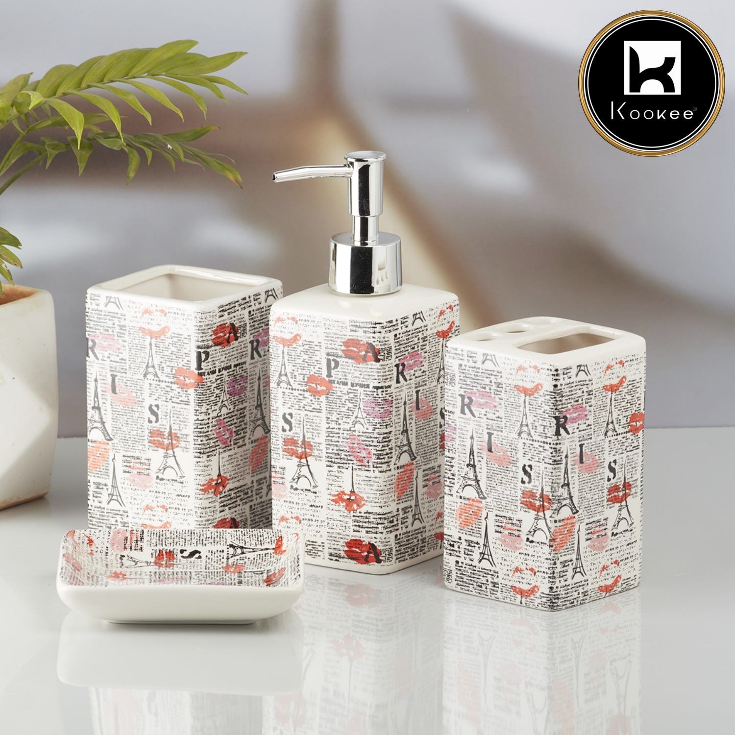 Kookee Ceramic Bathroom Sets, Multi, ART10190