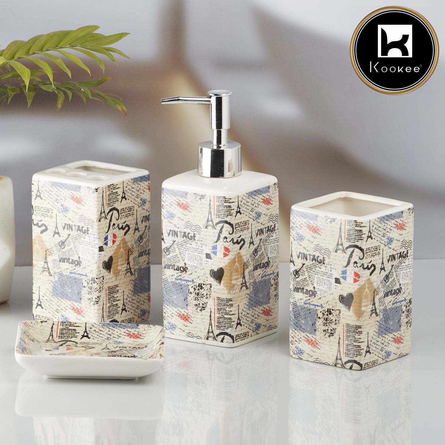 Kookee Ceramic Bathroom Sets, Multi, ART10191